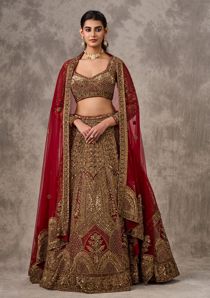 Twamev Women Regal Red Elegance Lehenga