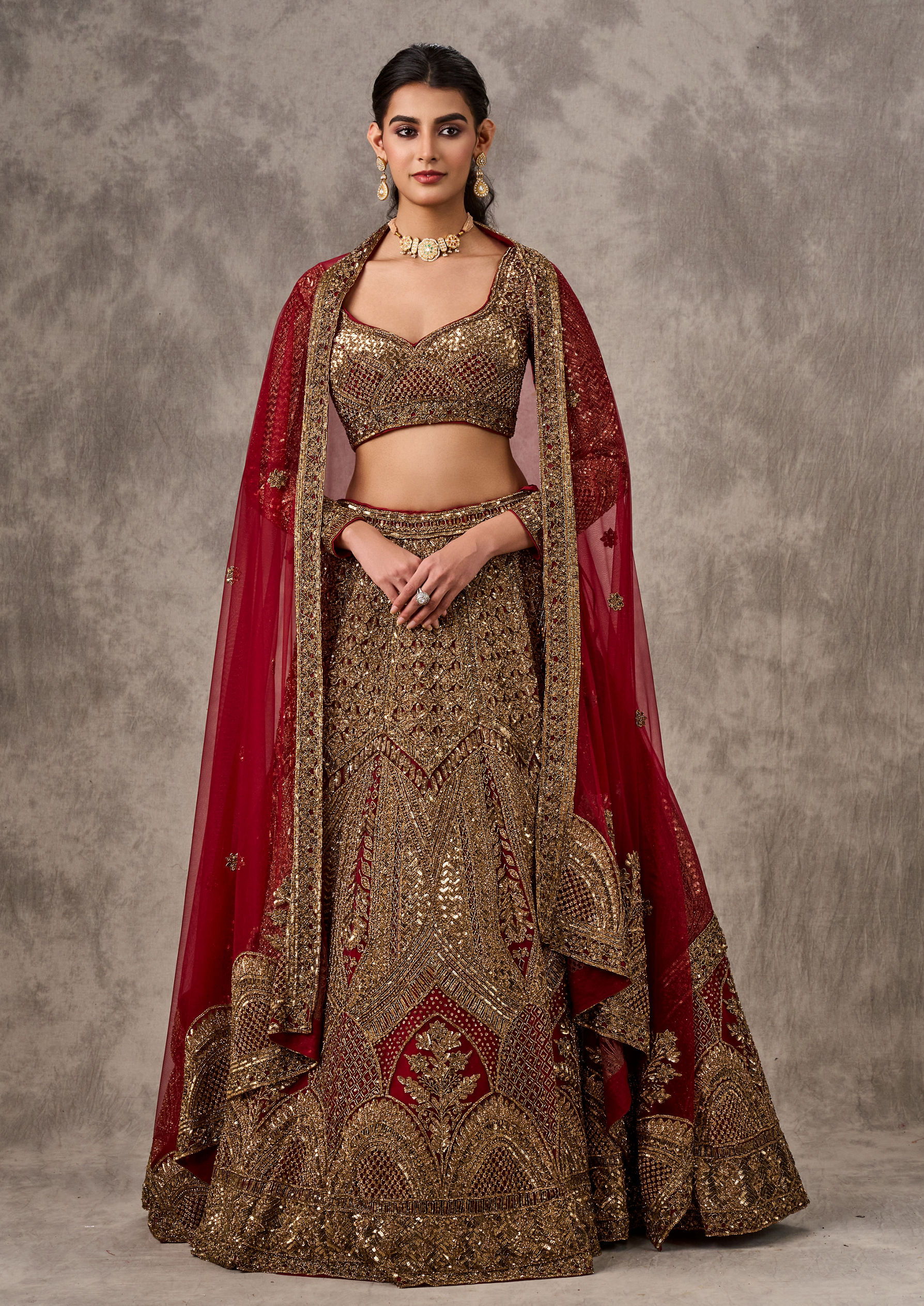 Twamev Women Regal Red Elegance Lehenga