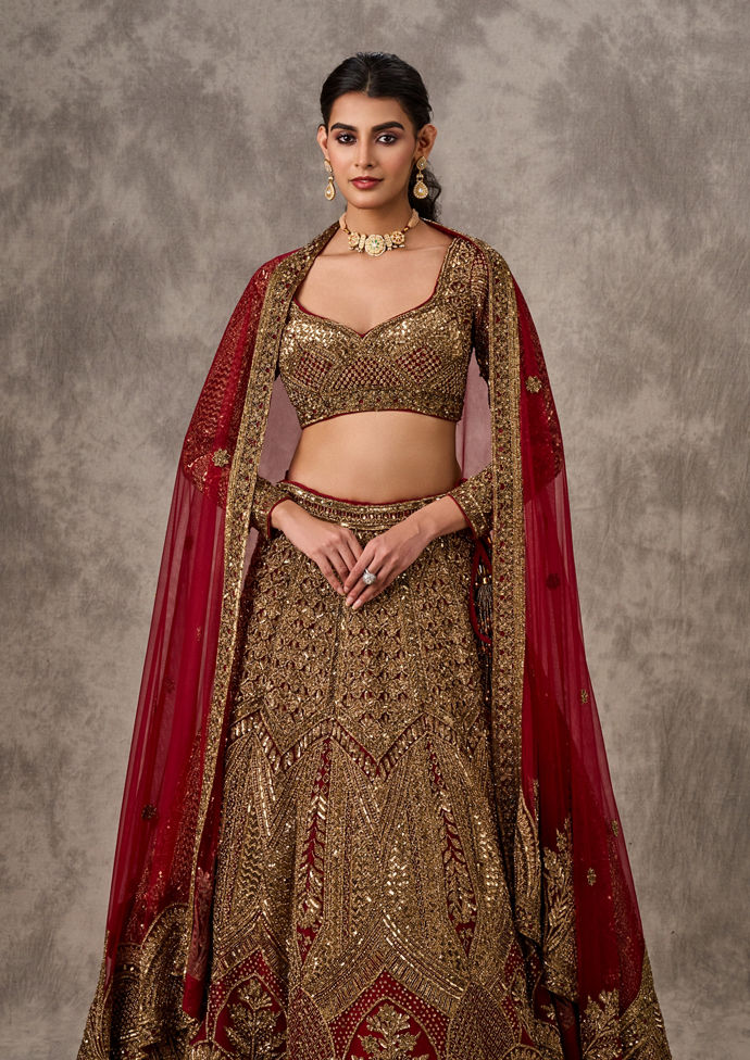 Twamev Women Regal Red Elegance Lehenga