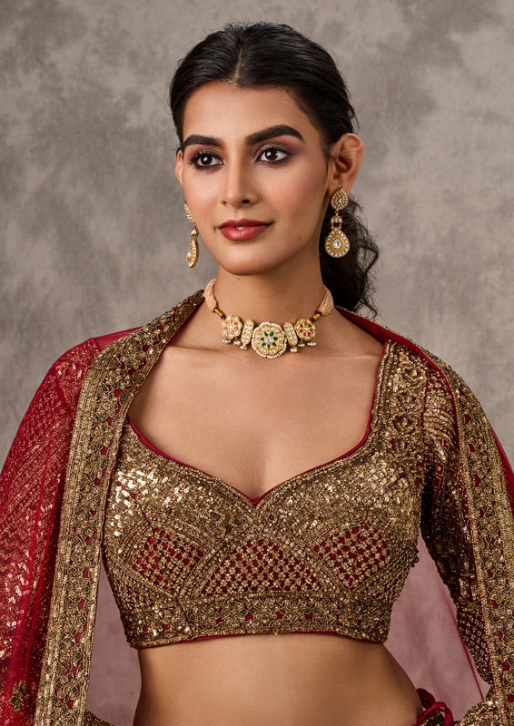 Twamev Women Regal Red Elegance Lehenga