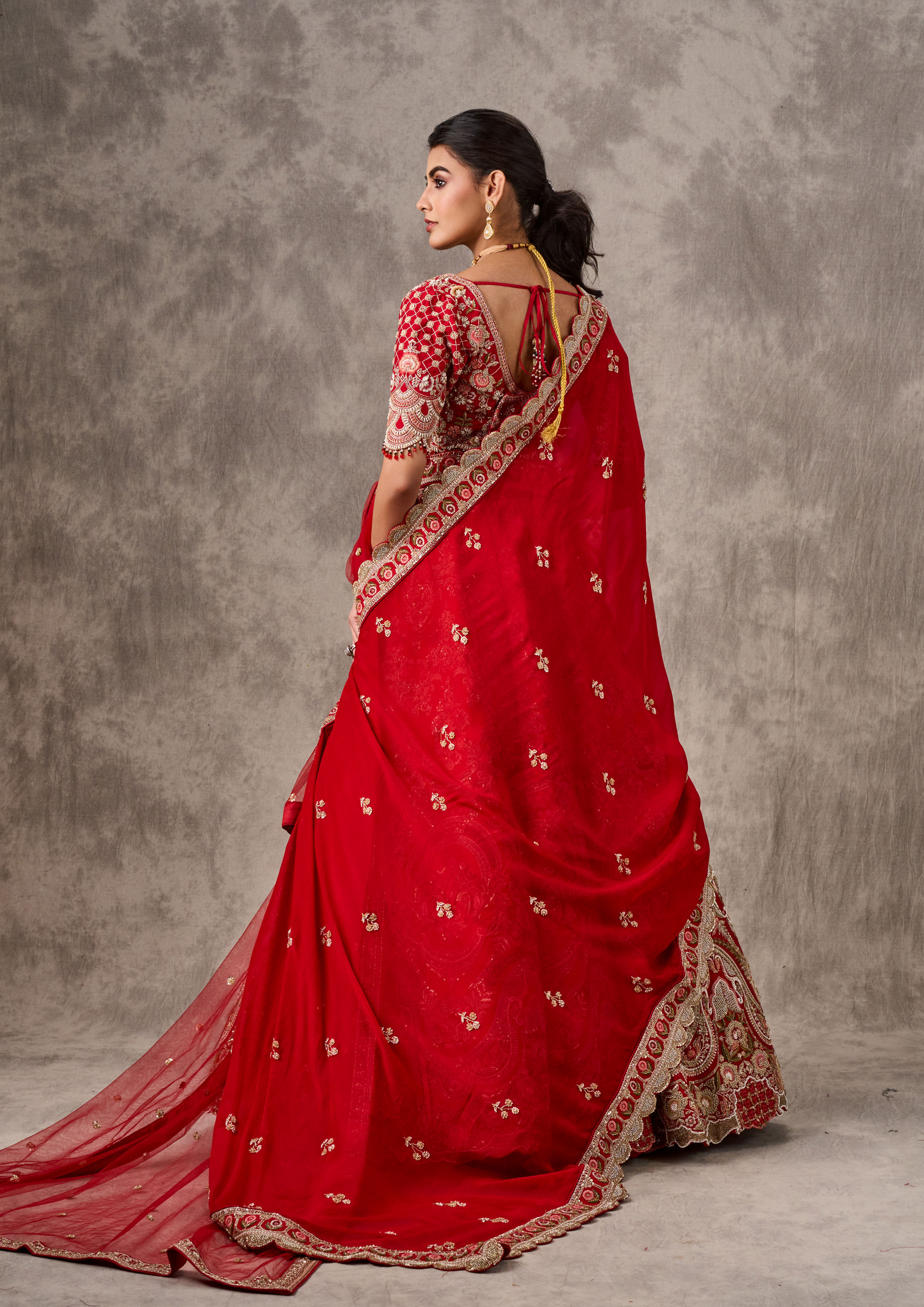 Twamev Women Radiant Red Bridal Lehenga Ensemble