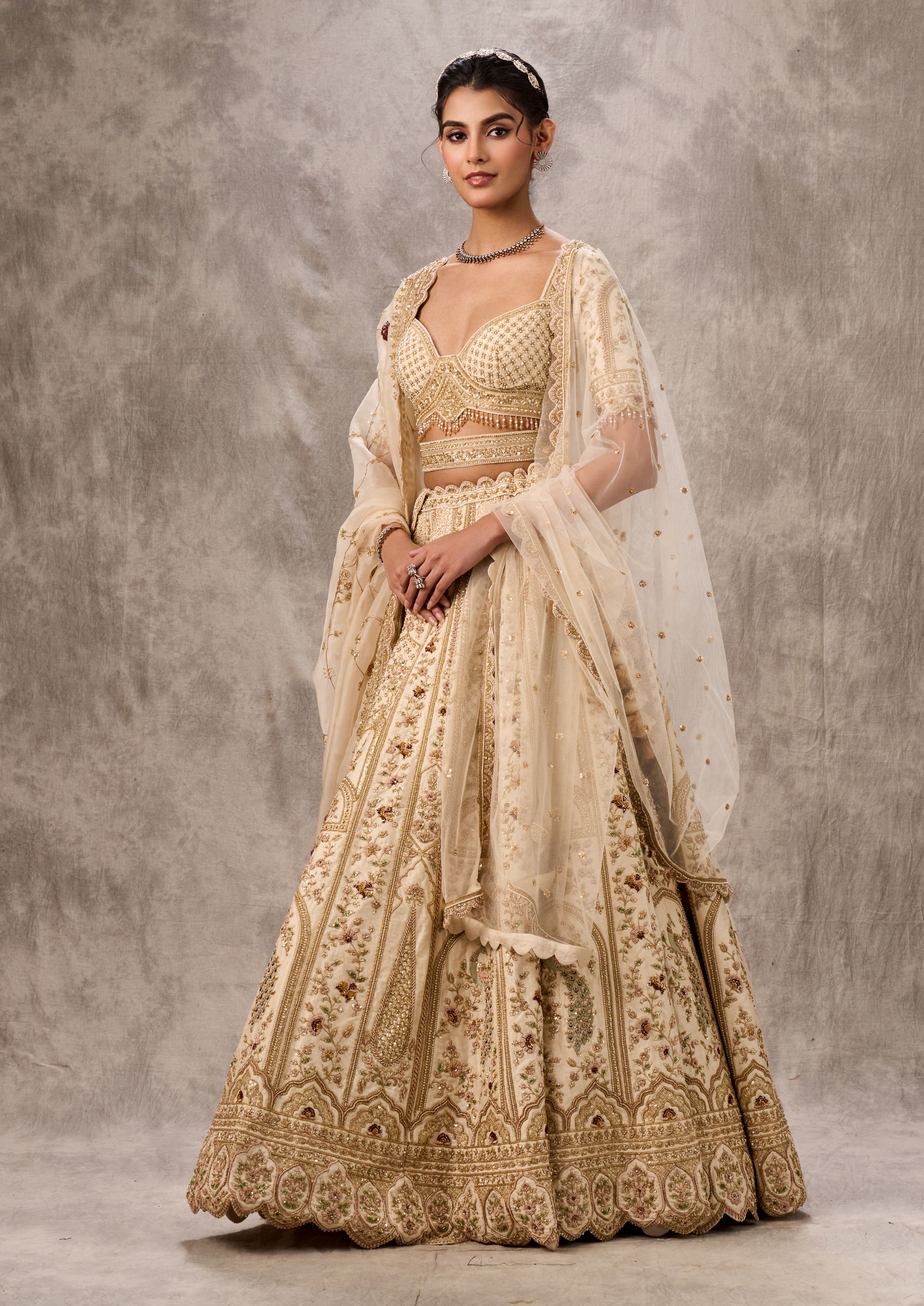 Twamev Women Creamy Dream Art Silk Bridal Lehenga