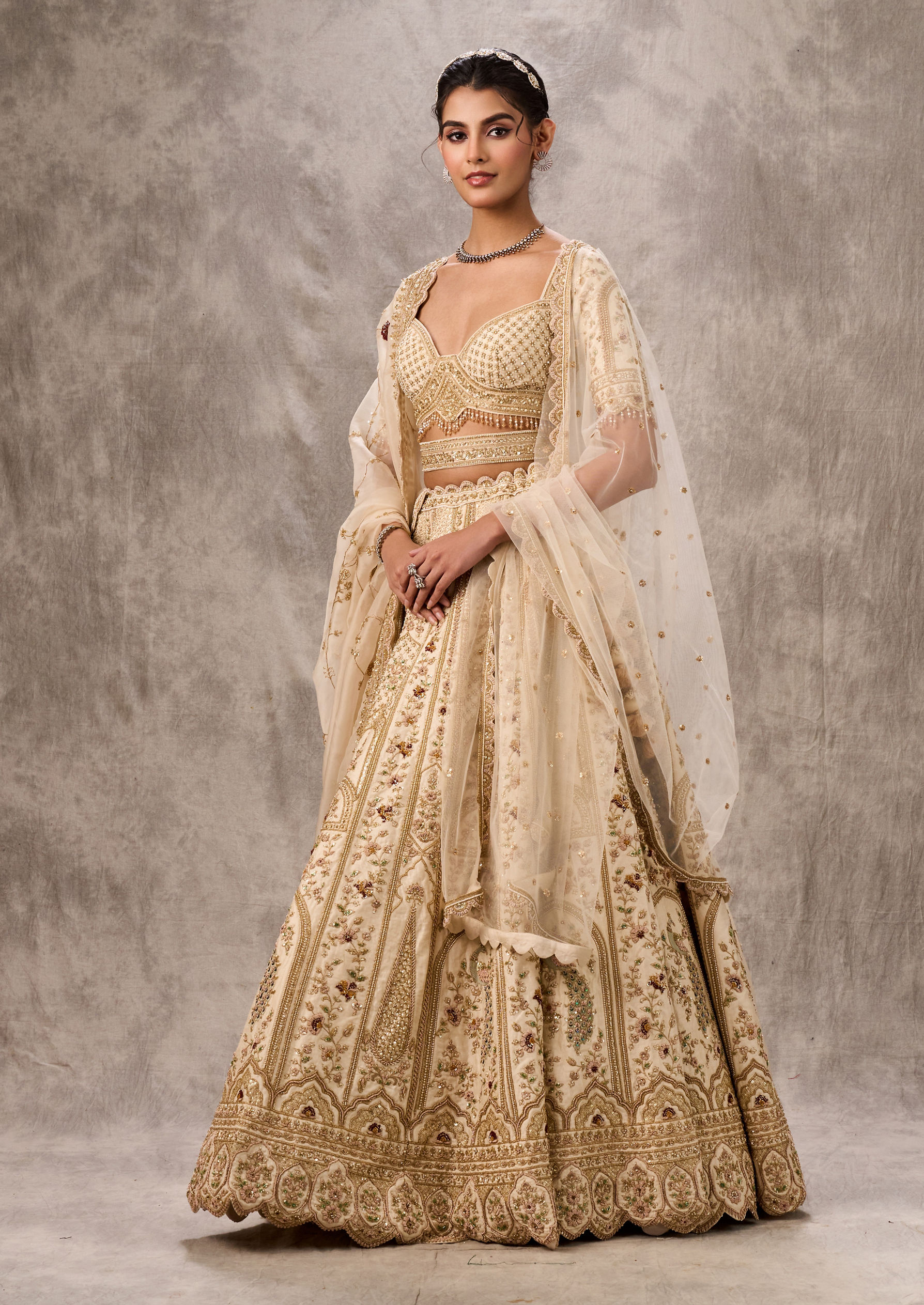 Twamev Women Creamy Dream Art Silk Bridal Lehenga