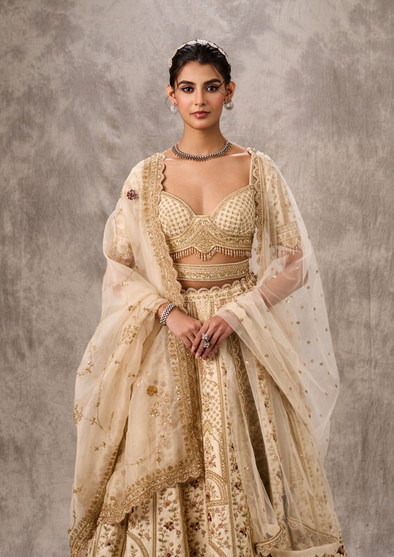 Twamev Women Creamy Dream Art Silk Bridal Lehenga