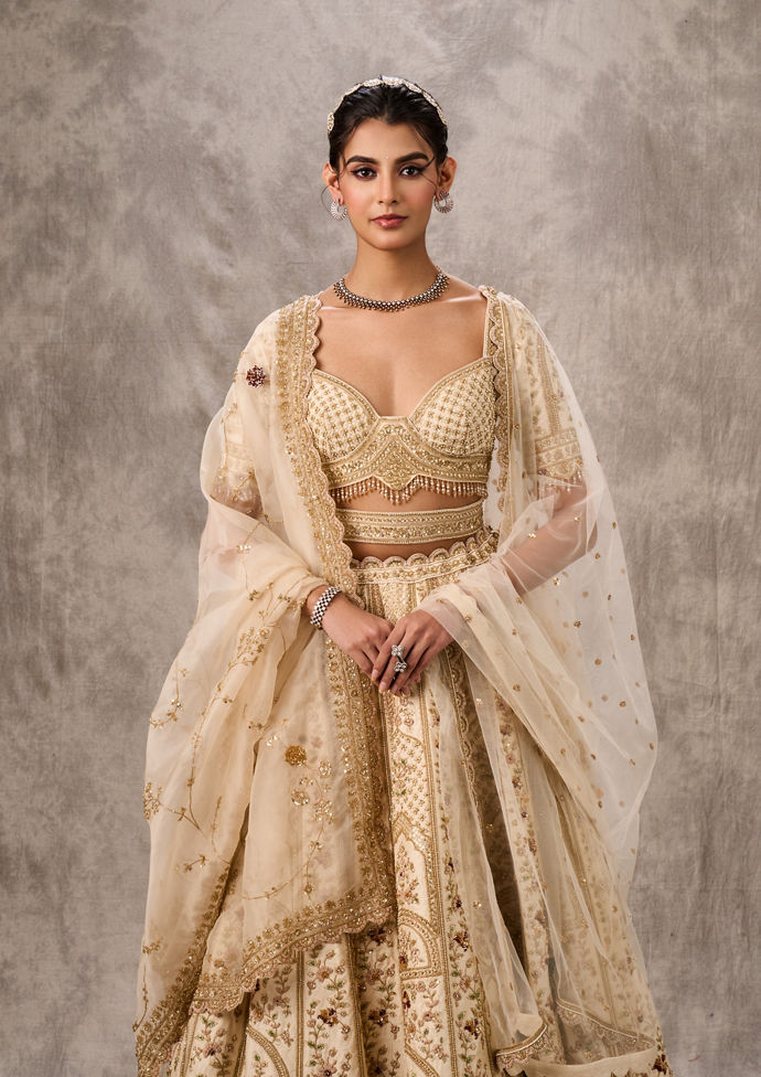 Twamev Women Creamy Dream Art Silk Bridal Lehenga