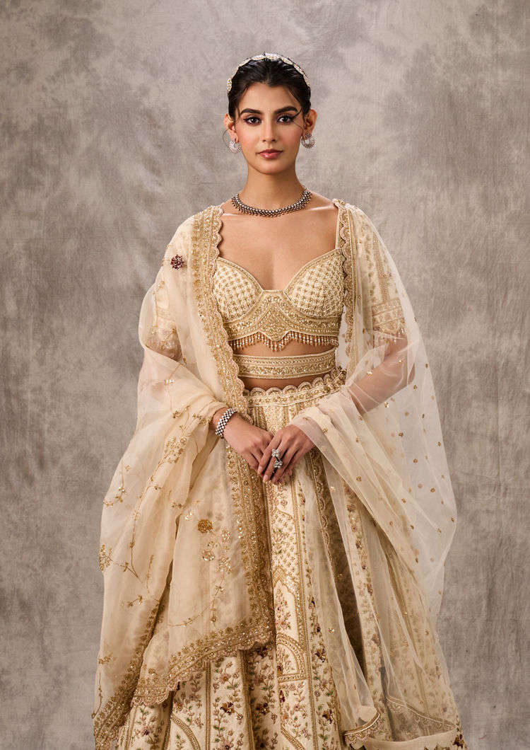 Twamev Women Creamy Dream Art Silk Bridal Lehenga