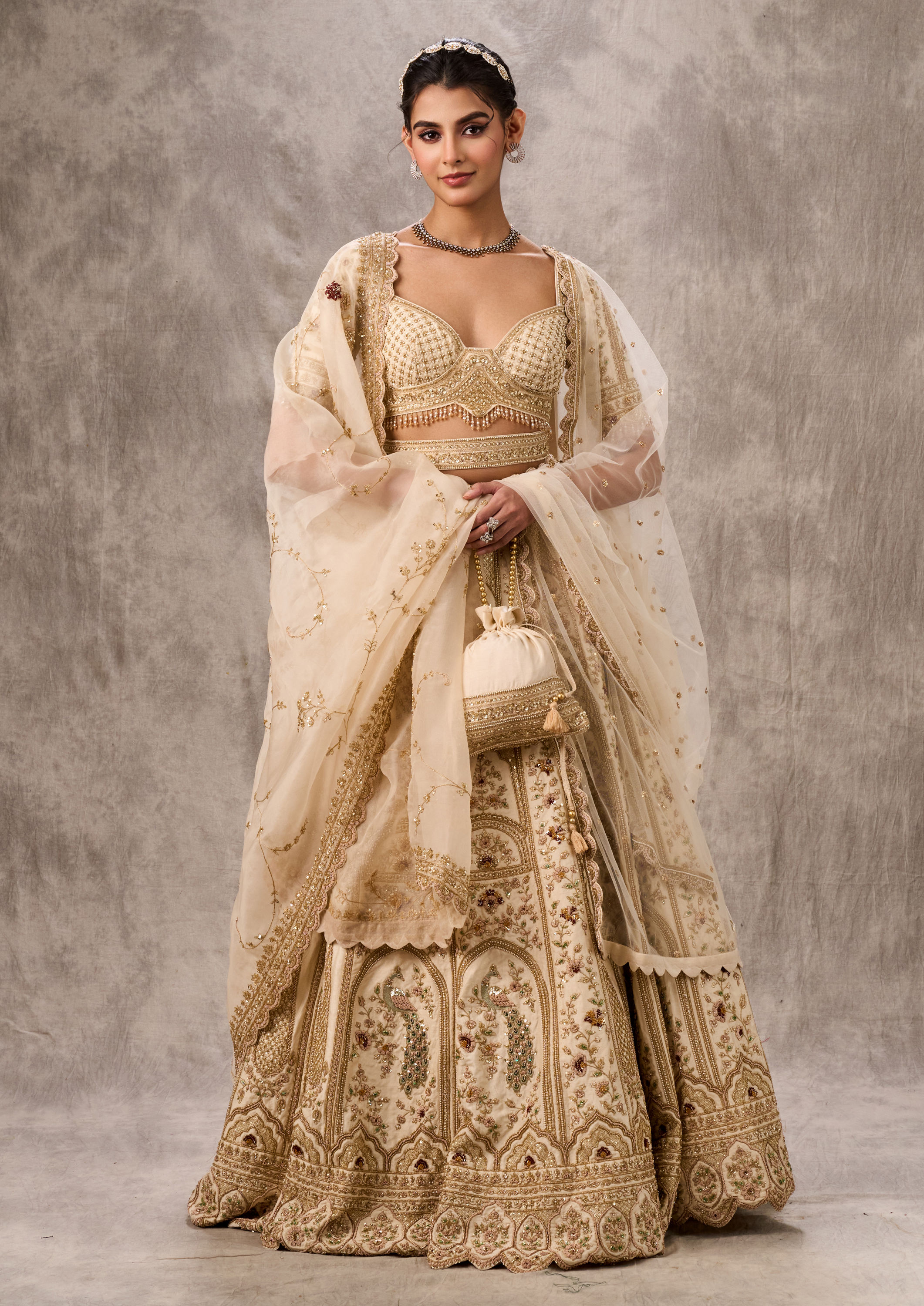 Twamev Women Creamy Dream Art Silk Bridal Lehenga