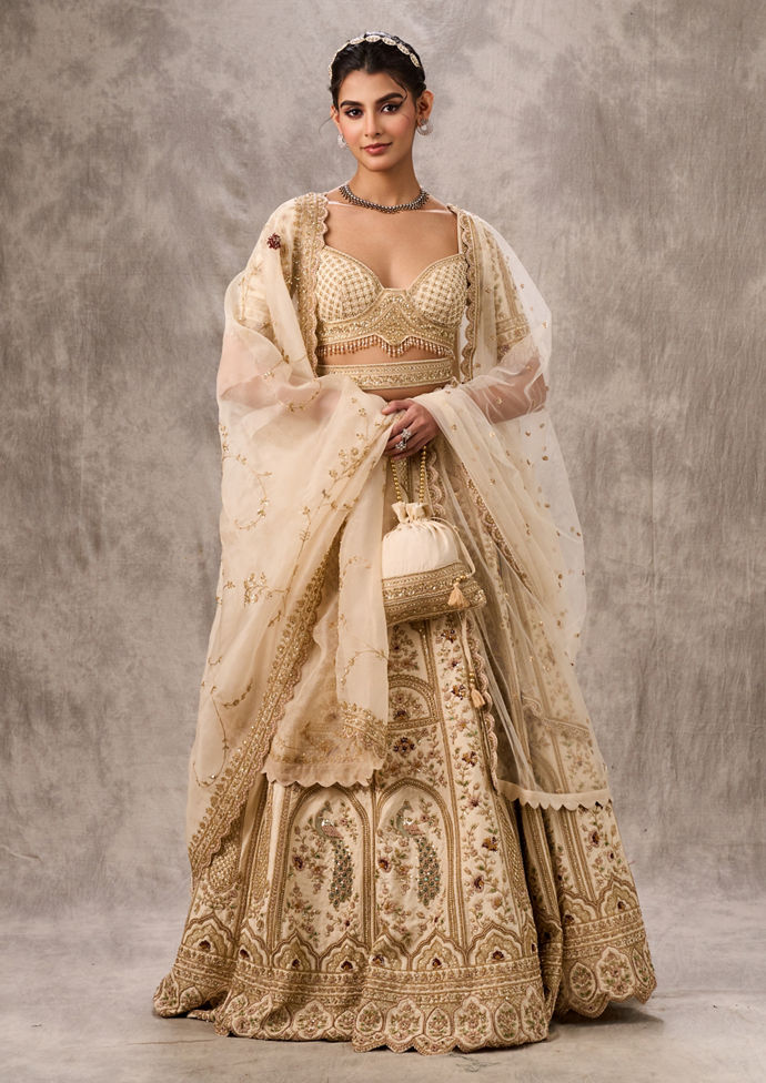 Twamev Women Creamy Dream Art Silk Bridal Lehenga