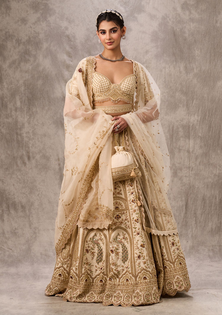 Twamev Women Creamy Dream Art Silk Bridal Lehenga