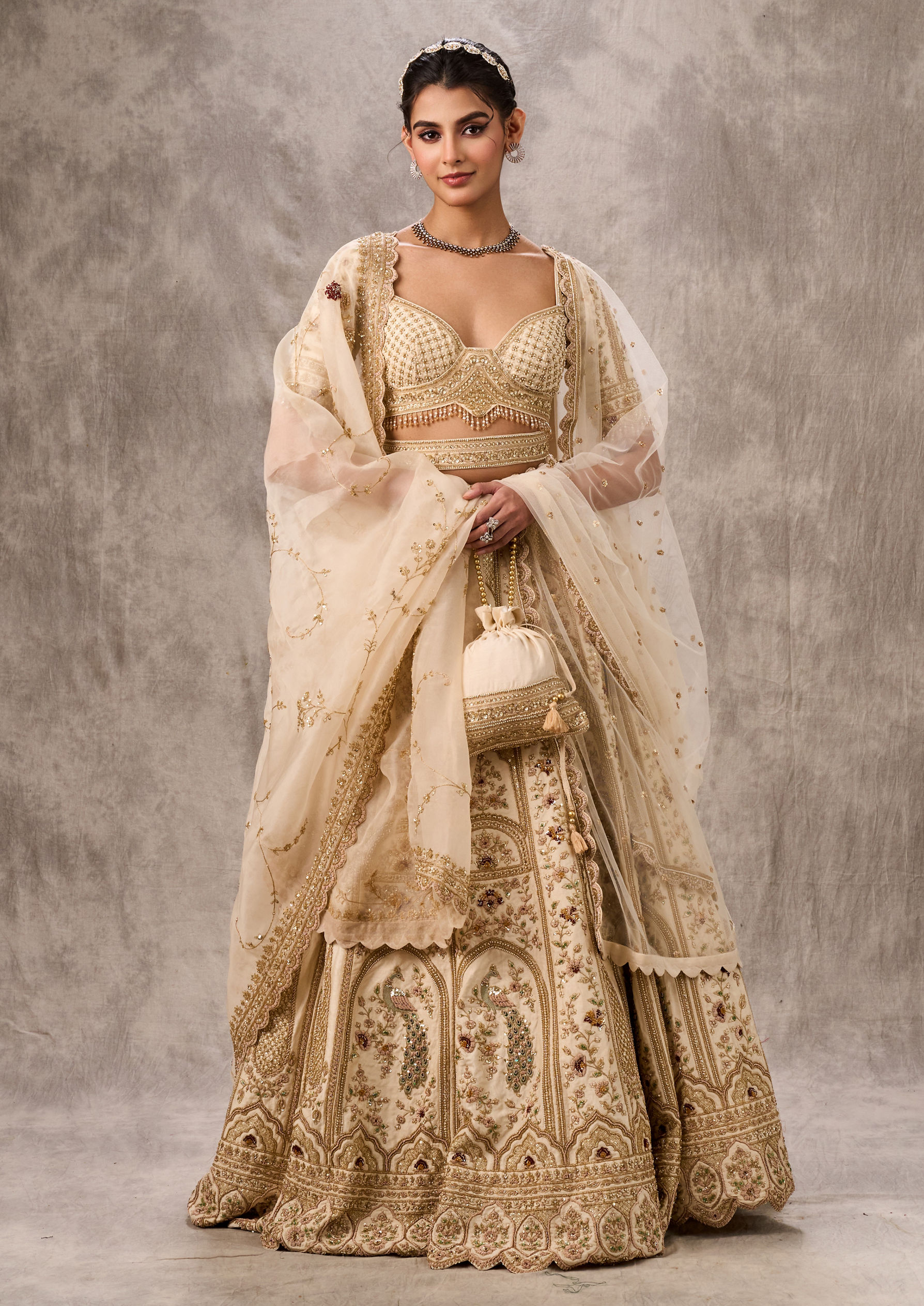 Twamev Women Creamy Dream Art Silk Bridal Lehenga