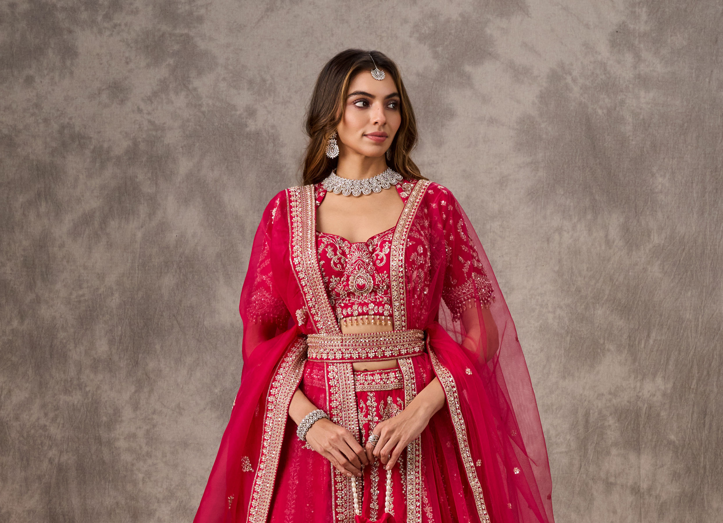 Twamev Women Ravishing Rani Pink Bridal Lehenga