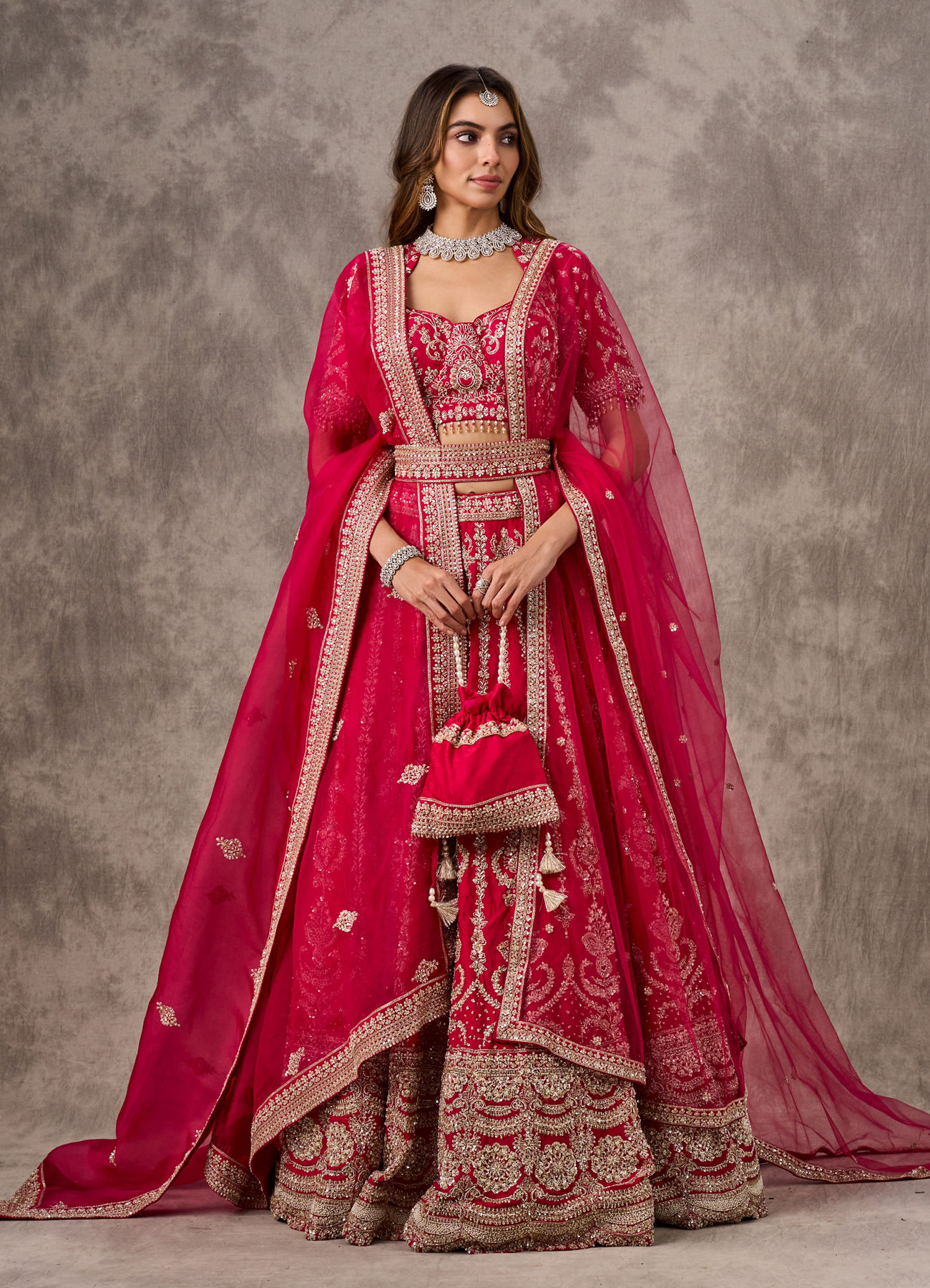 Twamev Women Ravishing Rani Pink Bridal Lehenga