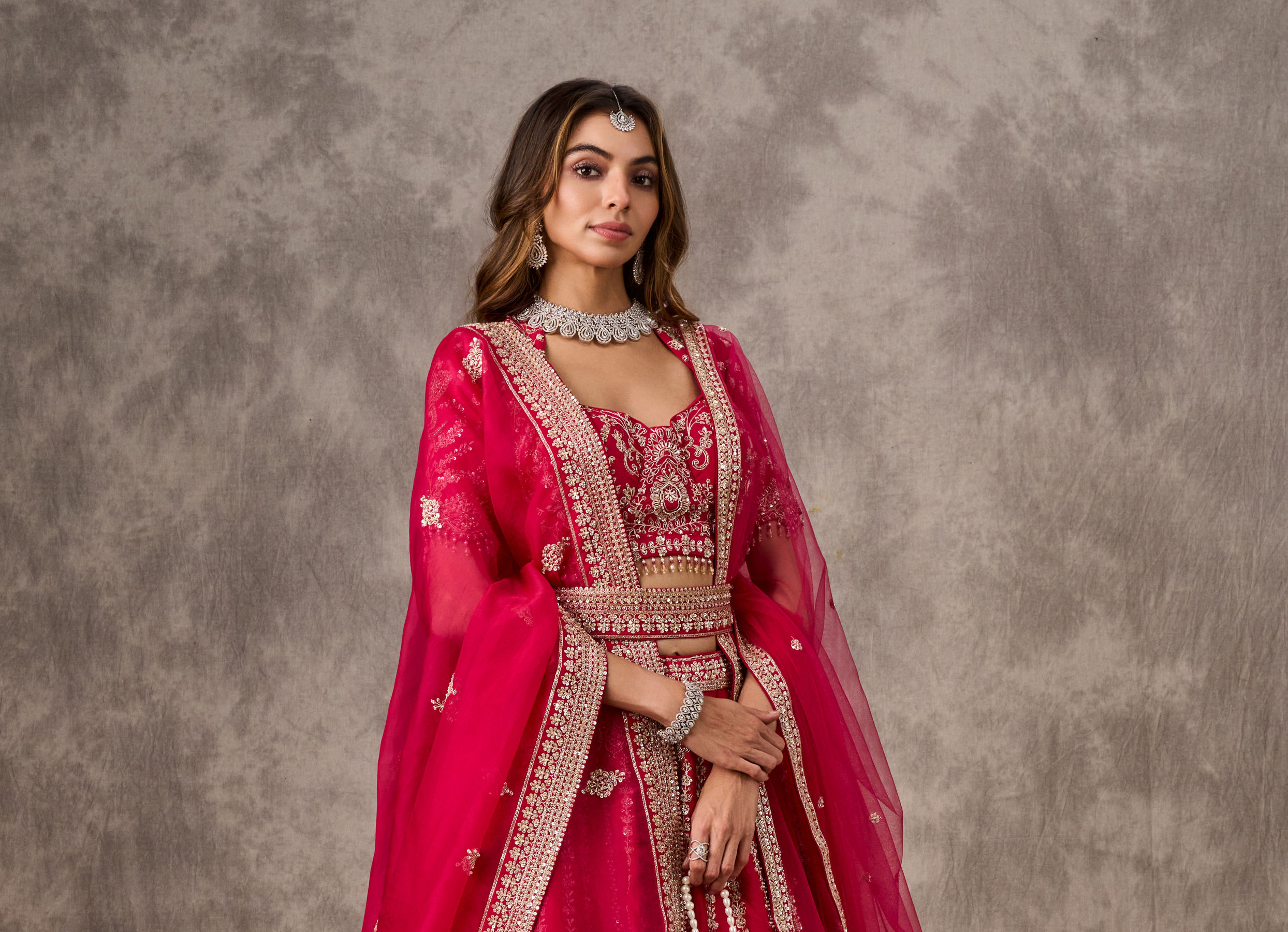 Twamev Women Ravishing Rani Pink Bridal Lehenga