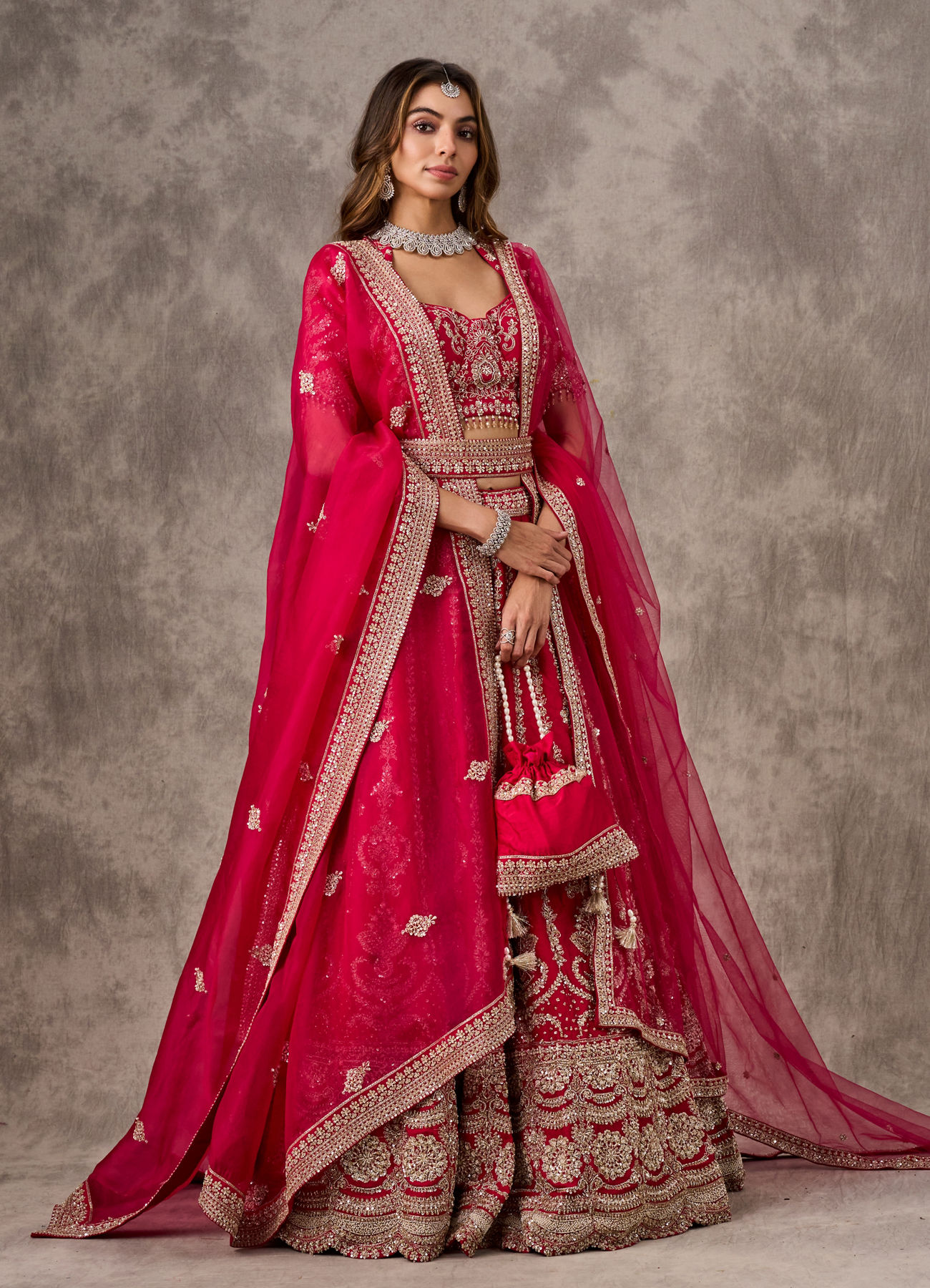Twamev Women Ravishing Rani Pink Bridal Lehenga