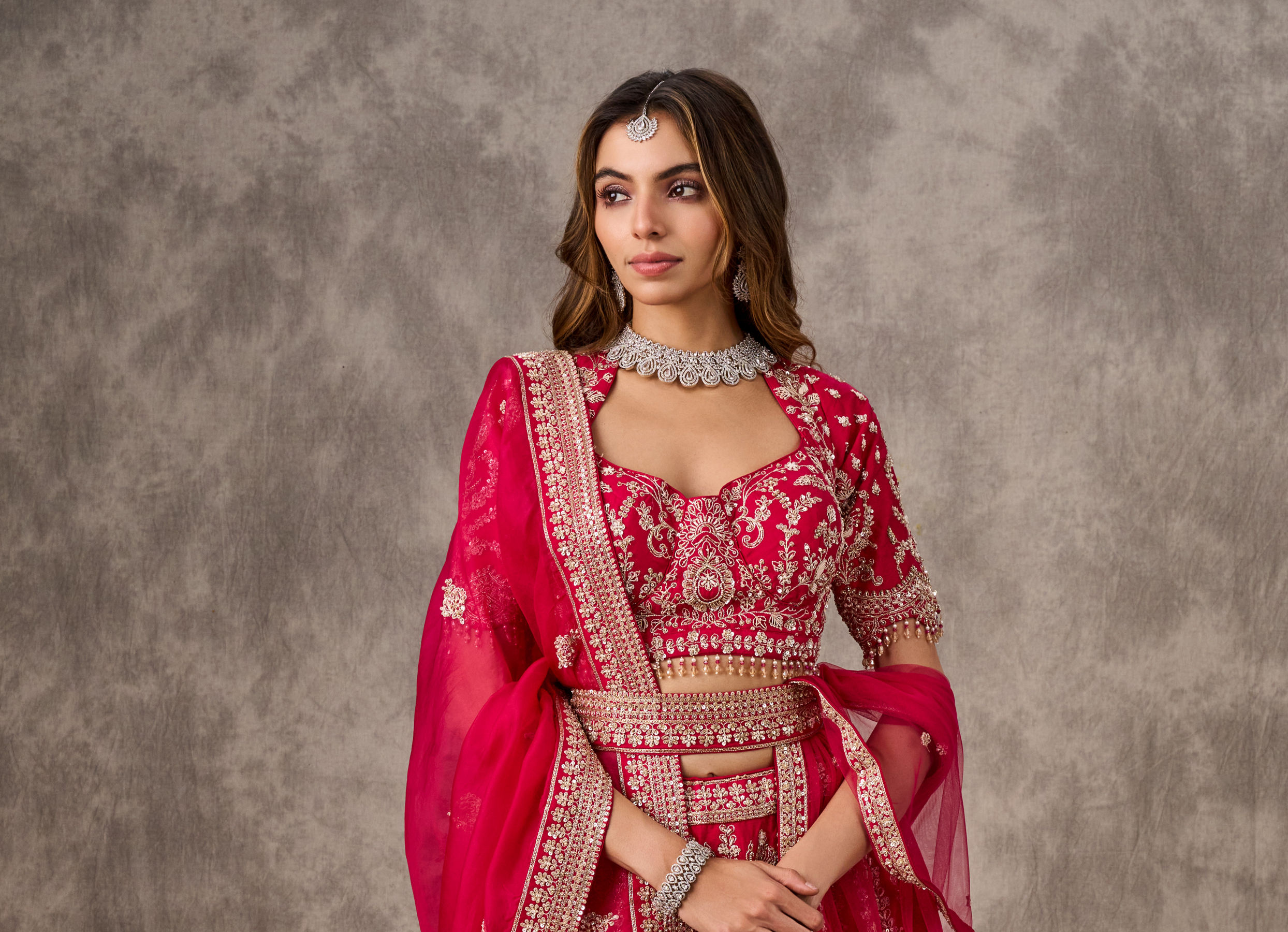 Twamev Women Ravishing Rani Pink Bridal Lehenga