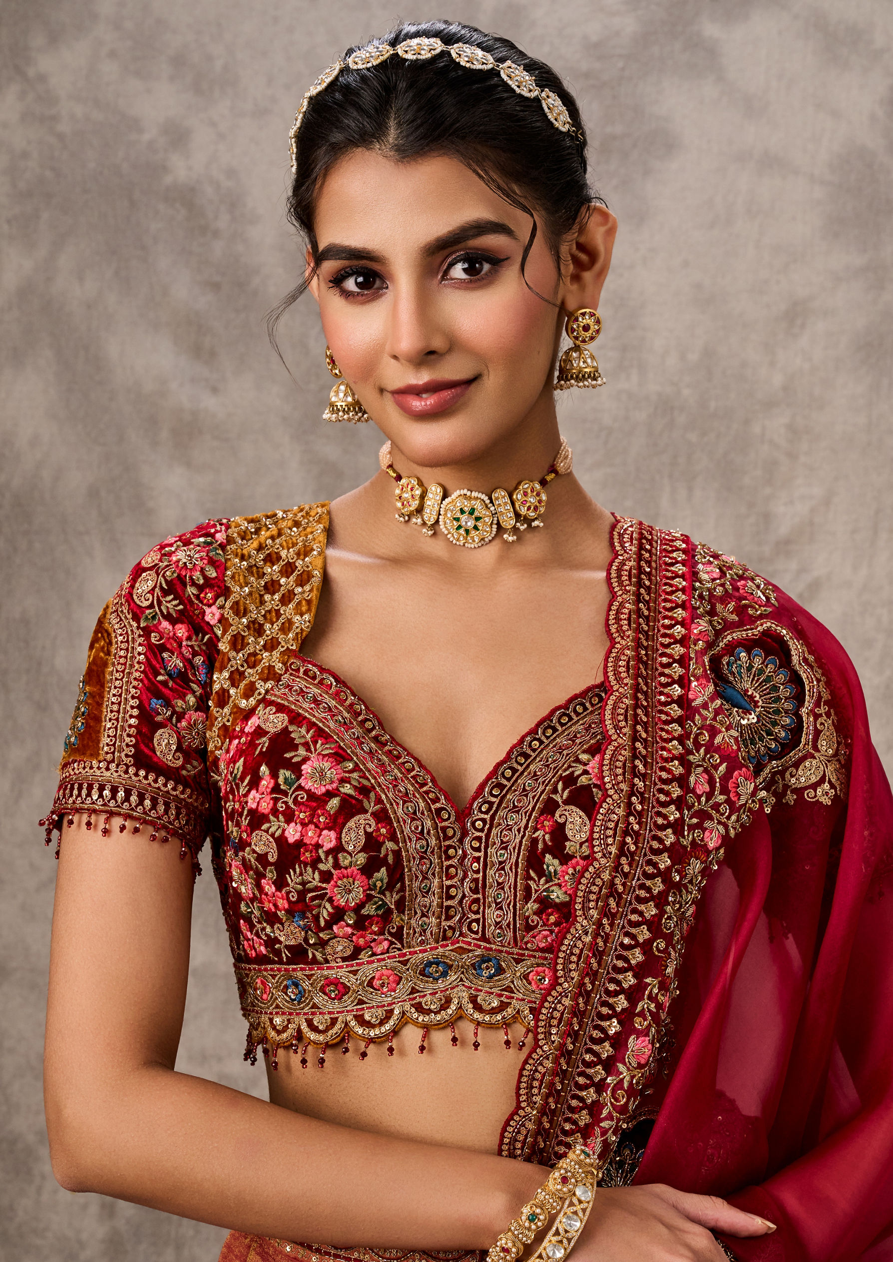 Twamev Women Gajree Peach Tissue Lehenga