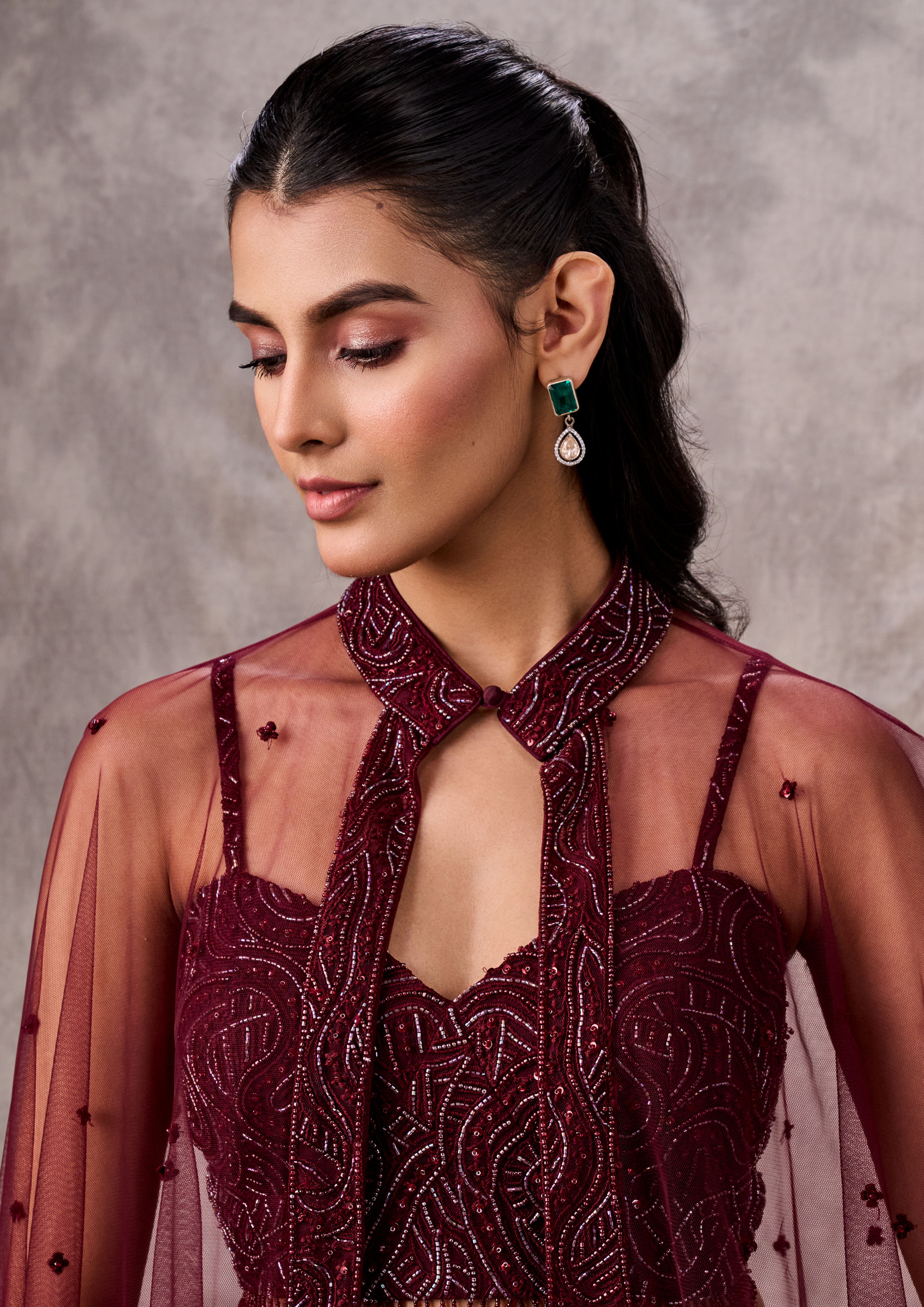 Twamev Women Wine Elegance Lehenga