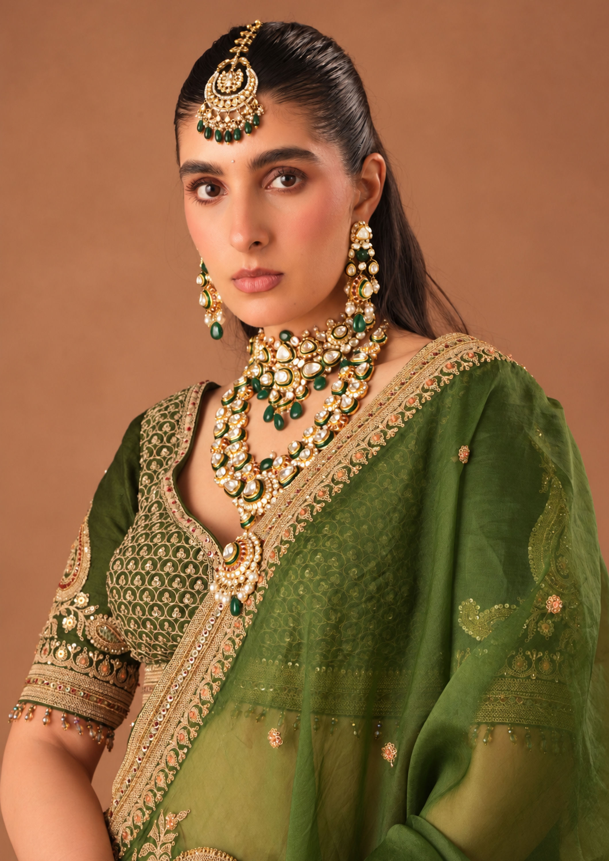 Twamev Women Bottle Green Art Silk Lehenga with Embroidery