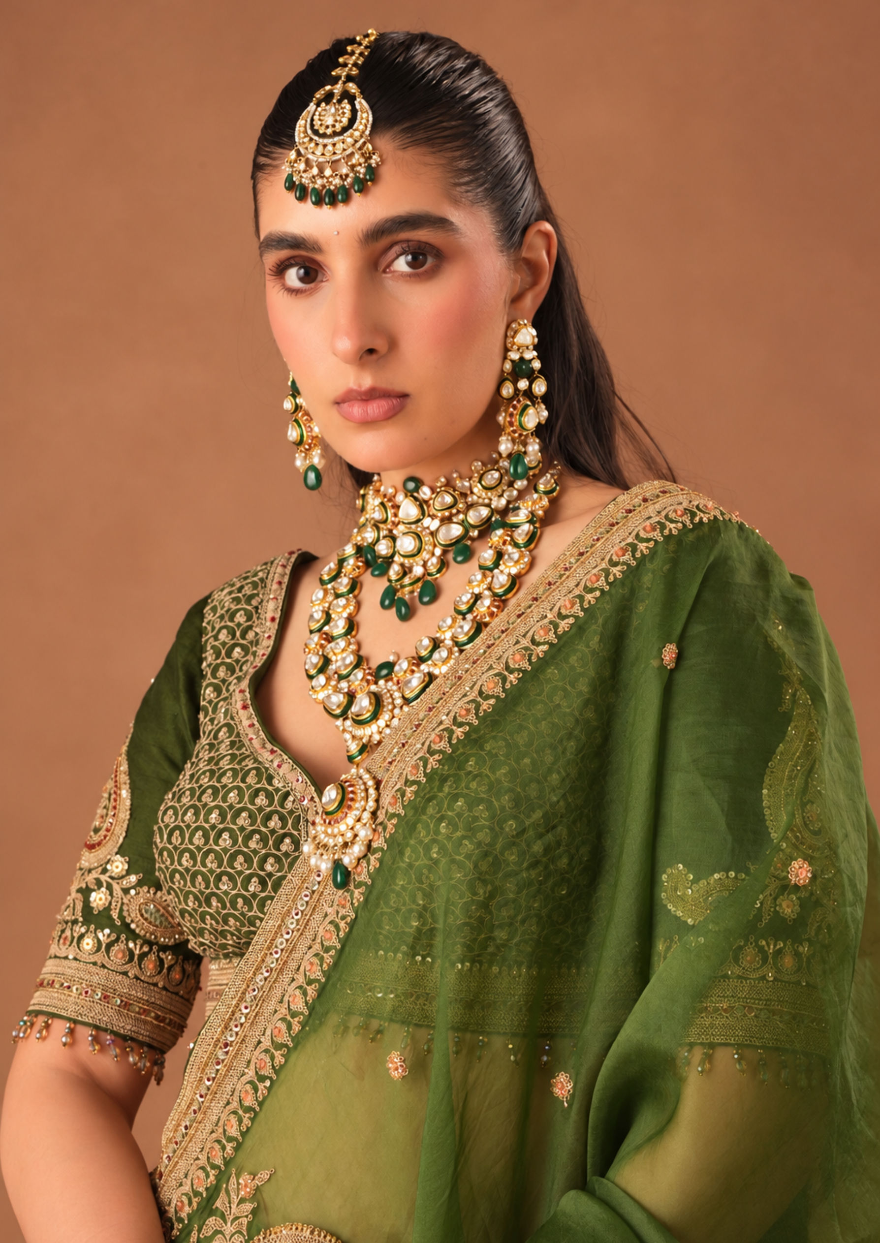 Twamev Women Bottle Green Art Silk Lehenga with Embroidery