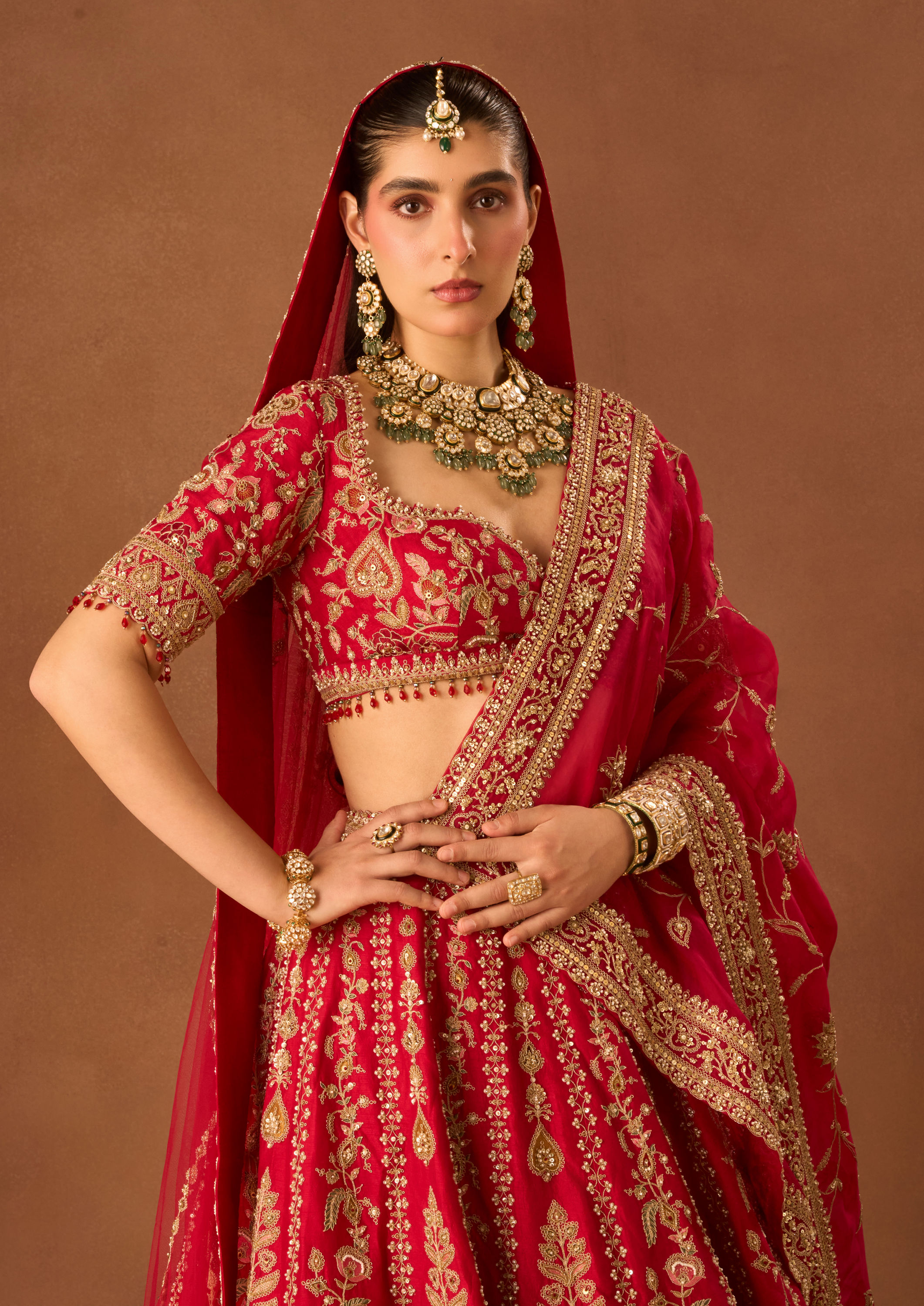 Twamev Women Red Art Silk Lehenga with Embroidery