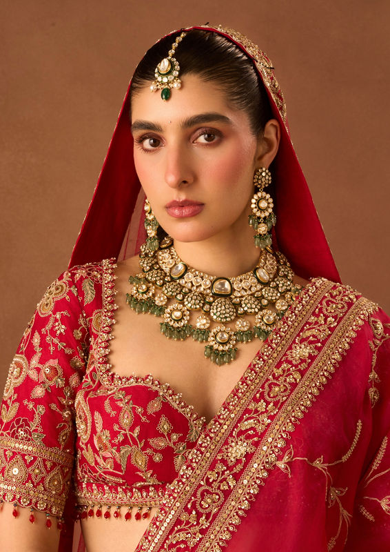 Twamev Women Red Art Silk Lehenga with Embroidery