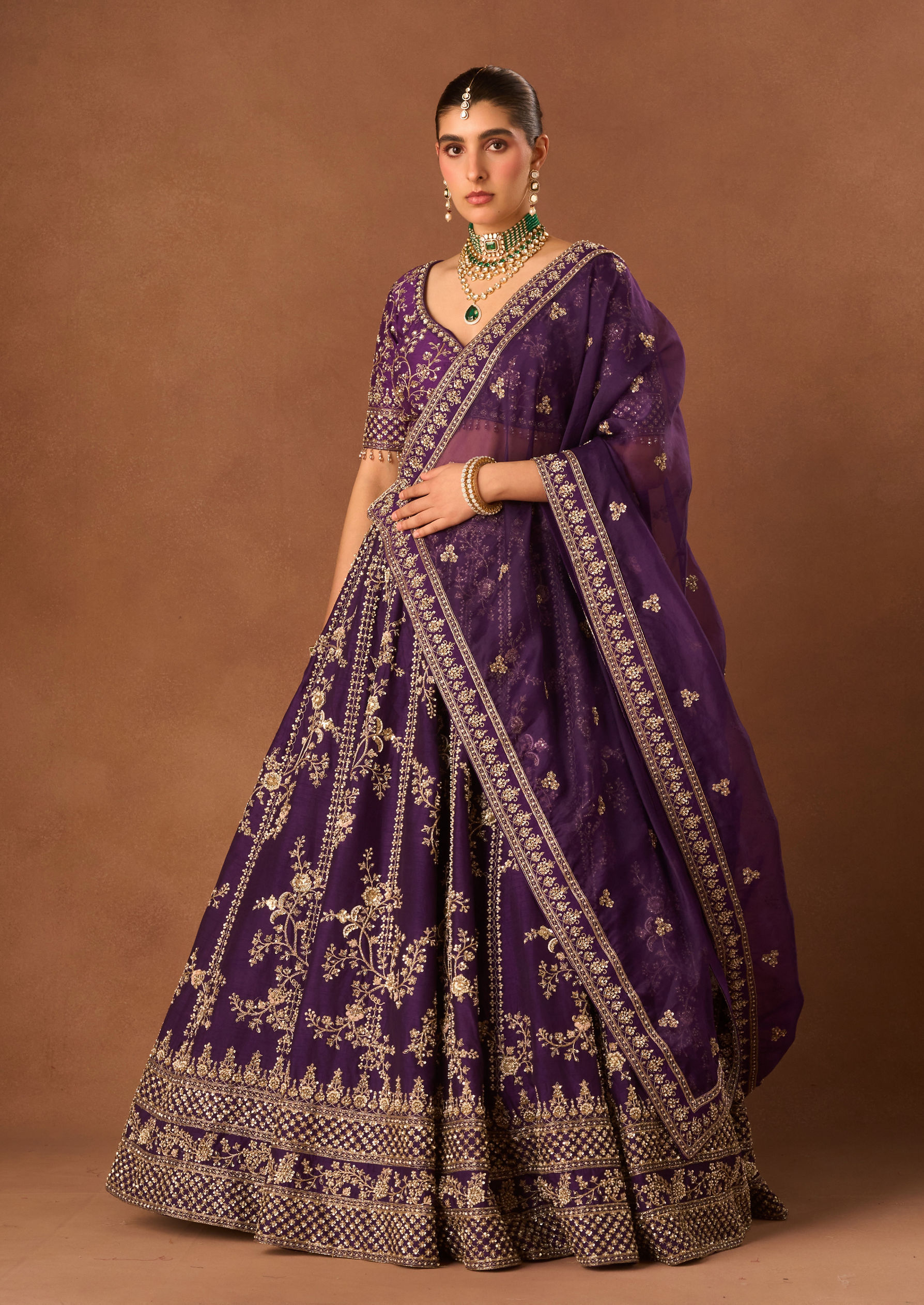 Twamev Women Purple Art Silk Lehenga with Embroidery