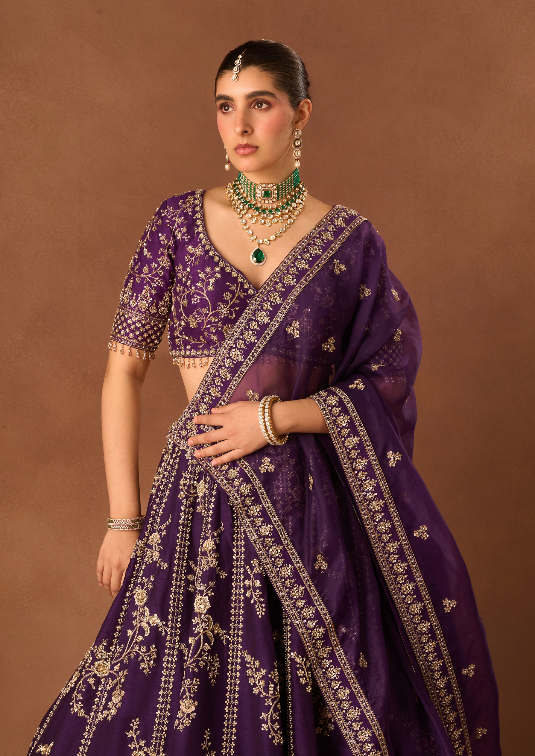 Twamev Women Purple Art Silk Lehenga with Embroidery
