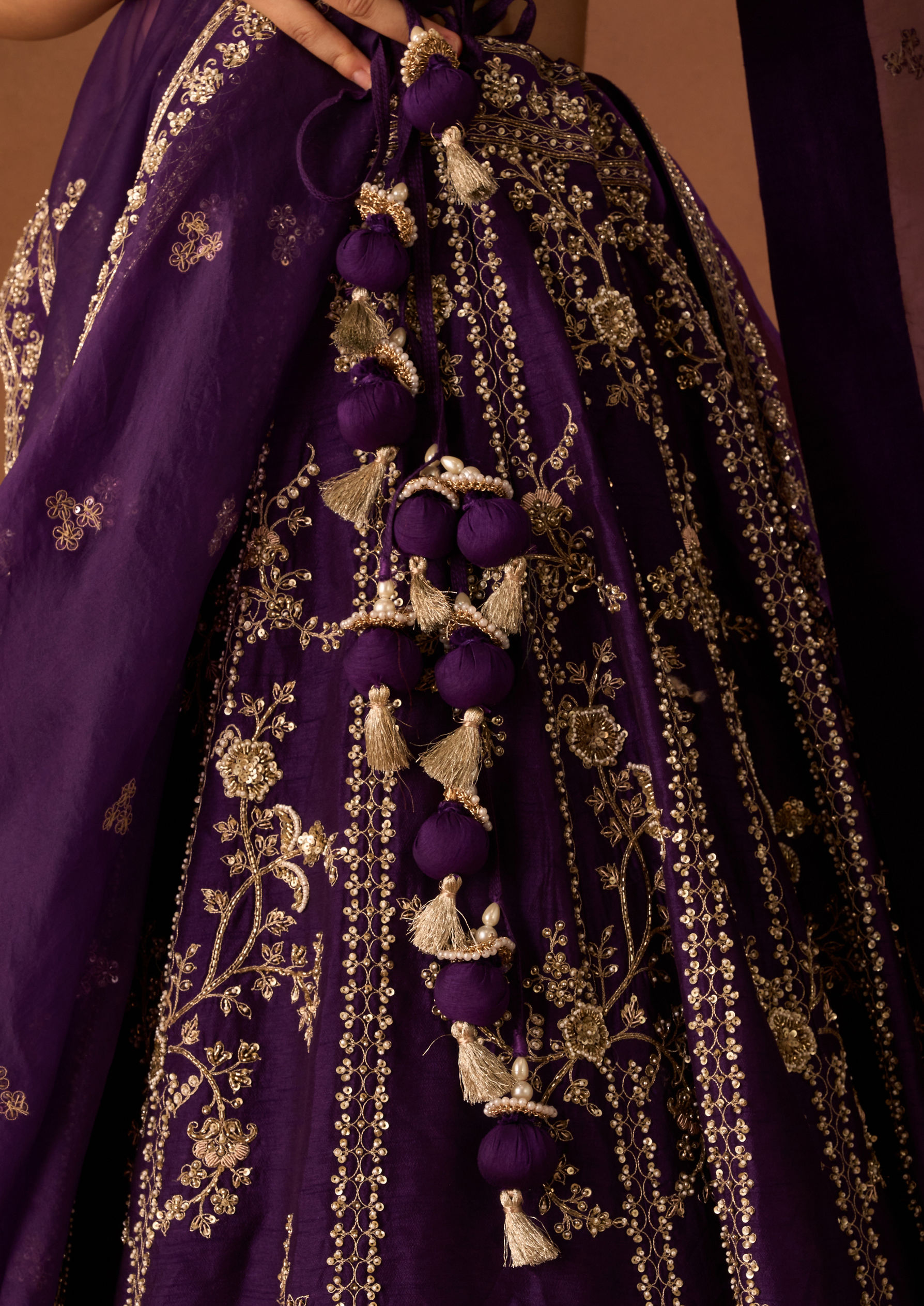 Twamev Women Purple Art Silk Lehenga with Embroidery