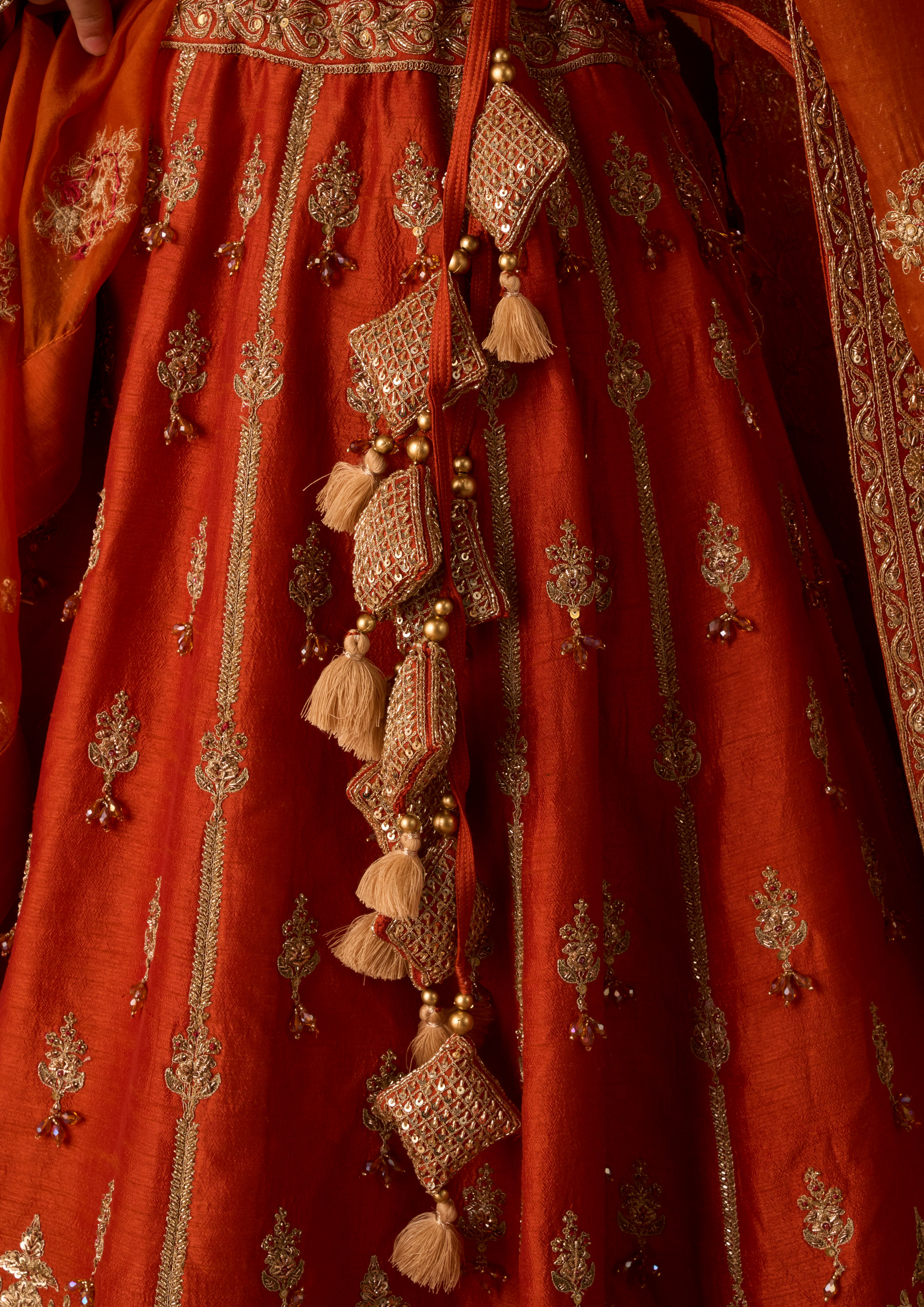 Twamev Women Orange Art Silk Lehenga with Embroidery