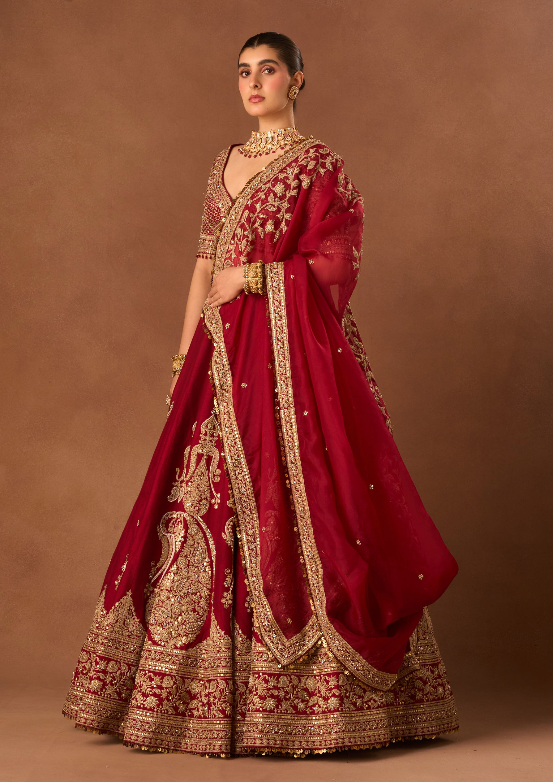 Twamev Women Maroon Art Silk Lehenga with Embroidery