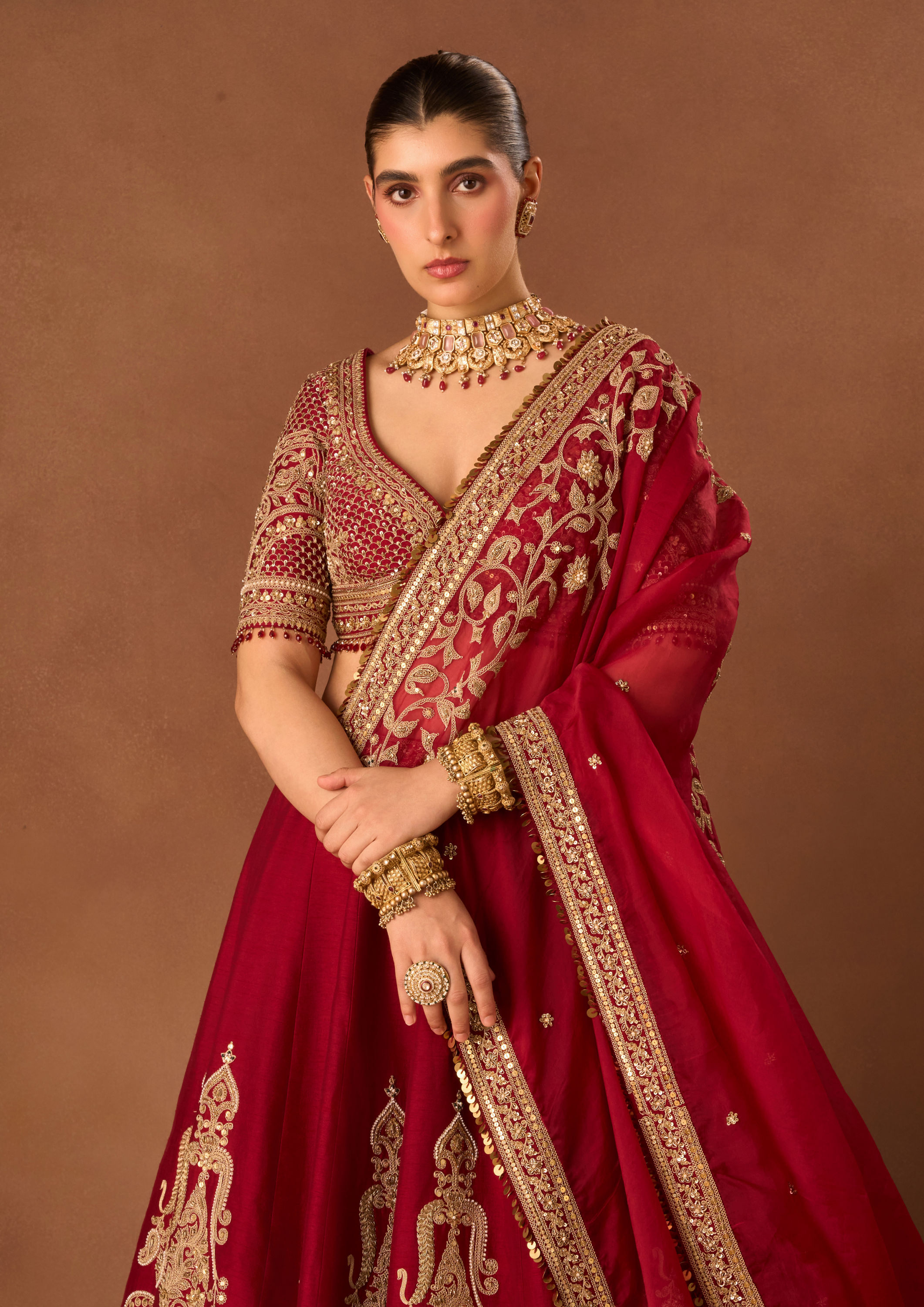 Twamev Women Maroon Art Silk Lehenga with Embroidery