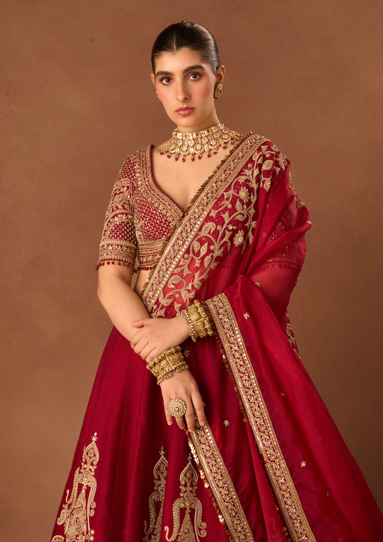 Twamev Women Maroon Art Silk Lehenga with Embroidery