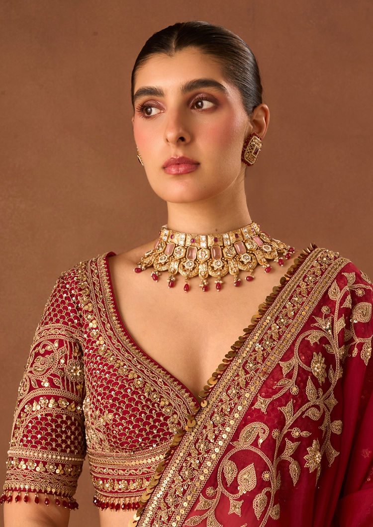 Twamev Women Maroon Art Silk Lehenga with Embroidery