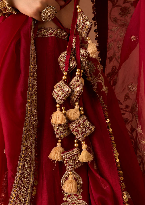 Twamev Women Maroon Art Silk Lehenga with Embroidery