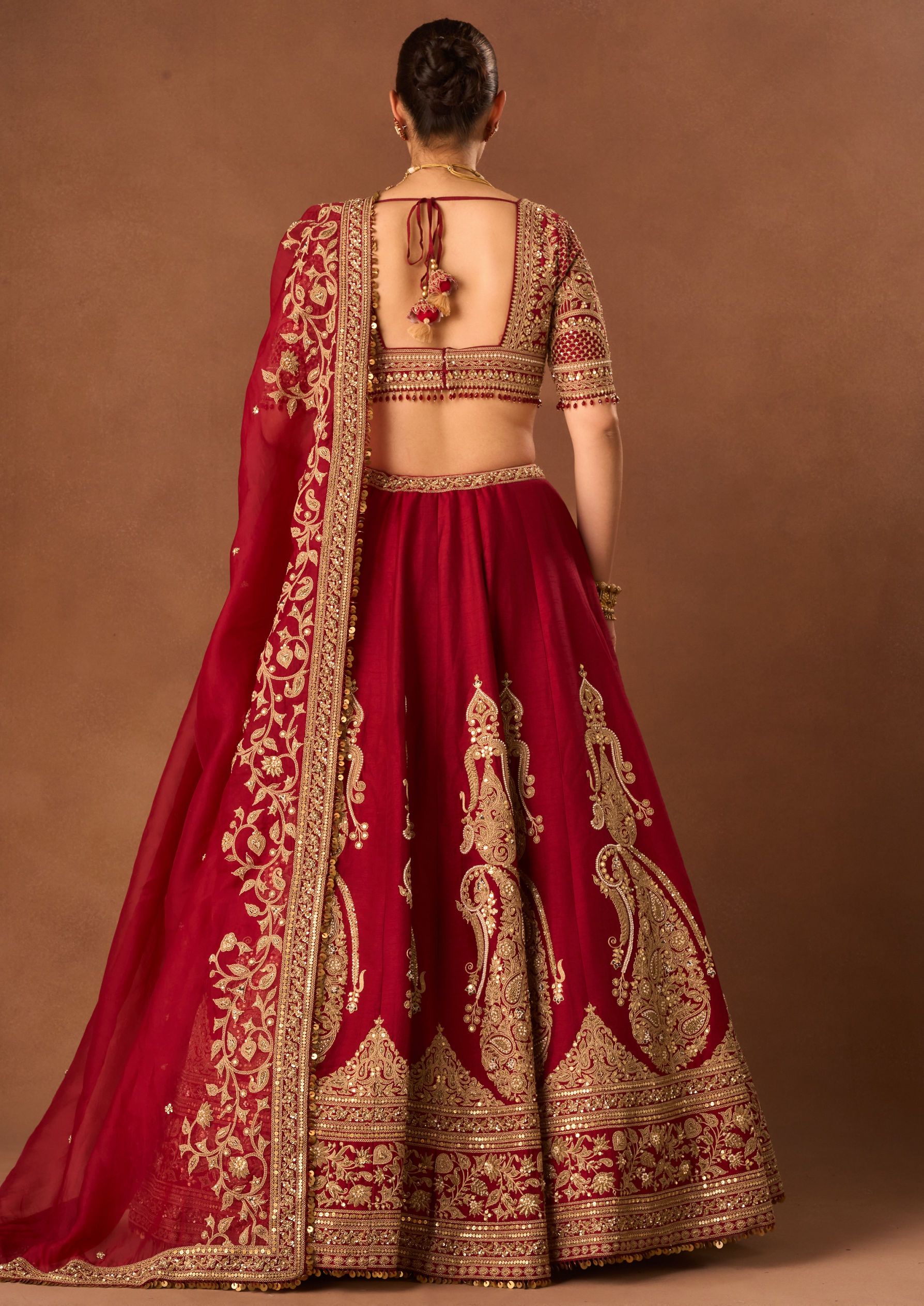 Twamev Women Maroon Art Silk Lehenga with Embroidery