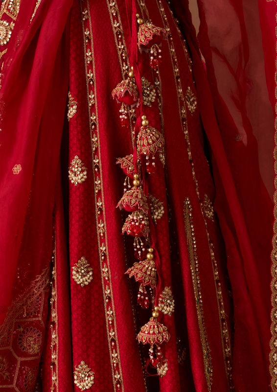 Twamev Women Red Art Silk Lehenga with Embroidery