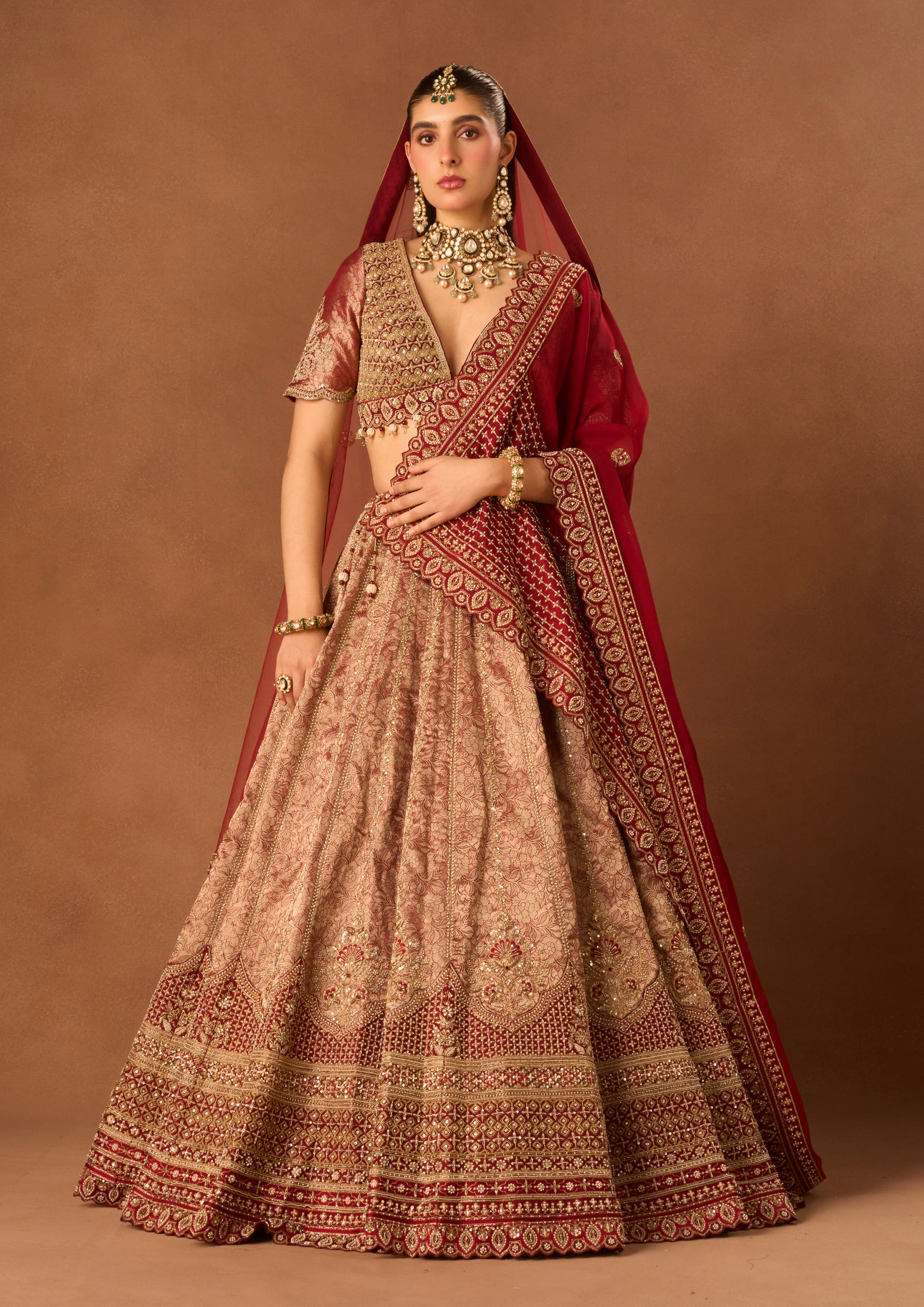 Twamev Women Maroon Art Silk Lehenga with Embroidery