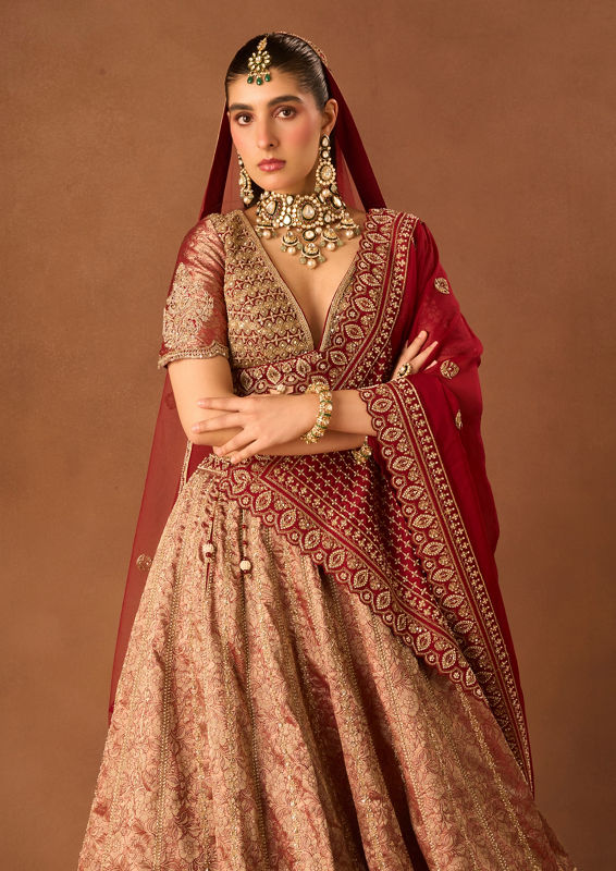 Twamev Women Maroon Art Silk Lehenga with Embroidery