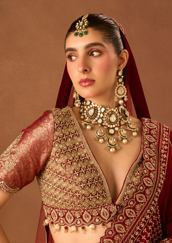 Twamev Women Maroon Art Silk Lehenga with Embroidery