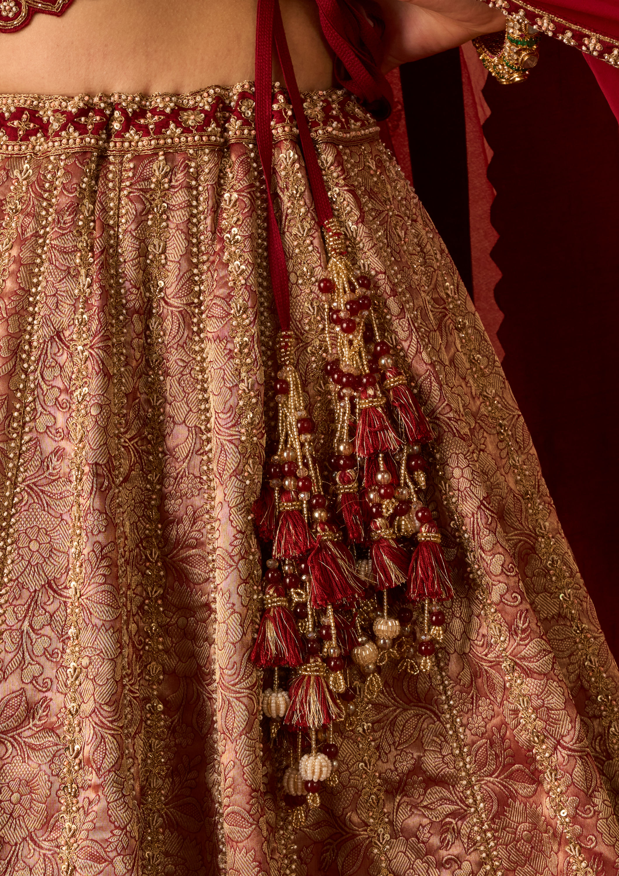 Twamev Women Maroon Art Silk Lehenga with Embroidery
