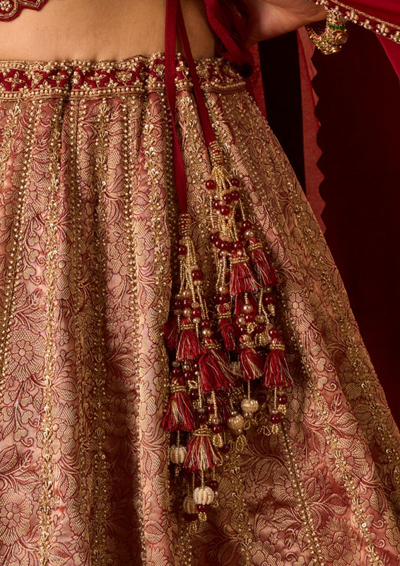 Twamev Women Maroon Art Silk Lehenga with Embroidery