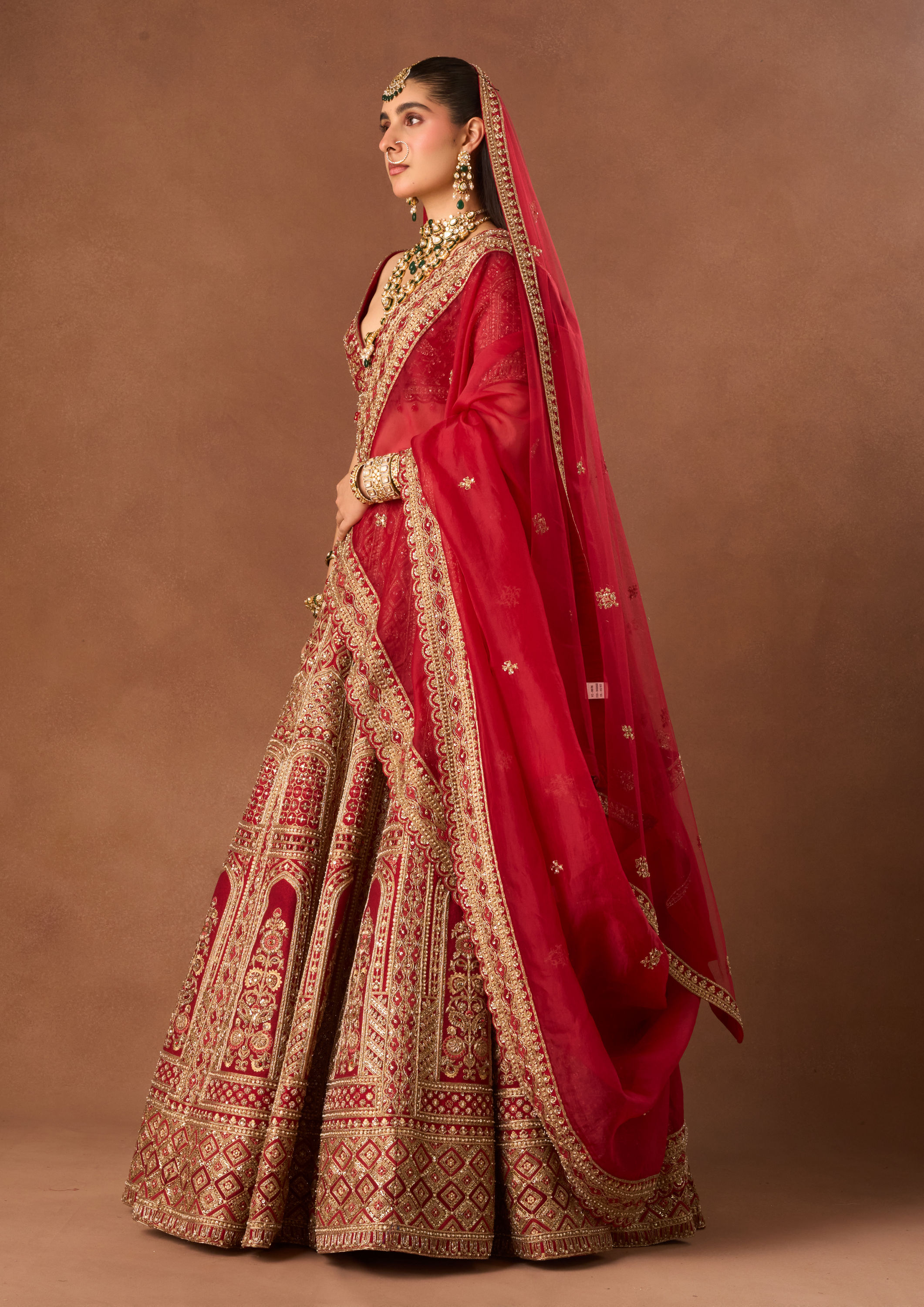 Twamev Women Red Art Silk Lehenga with Embroidery