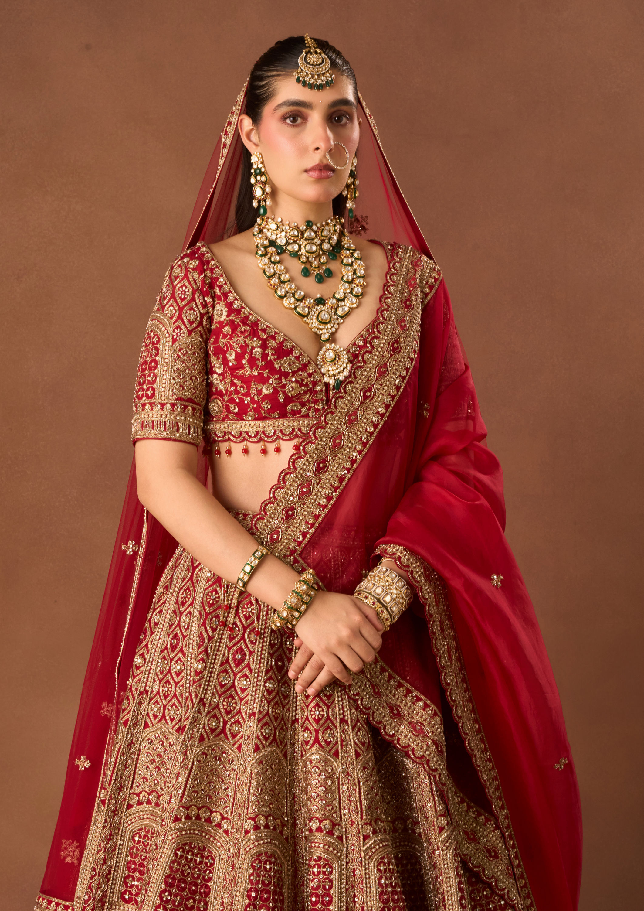 Twamev Women Red Art Silk Lehenga with Embroidery