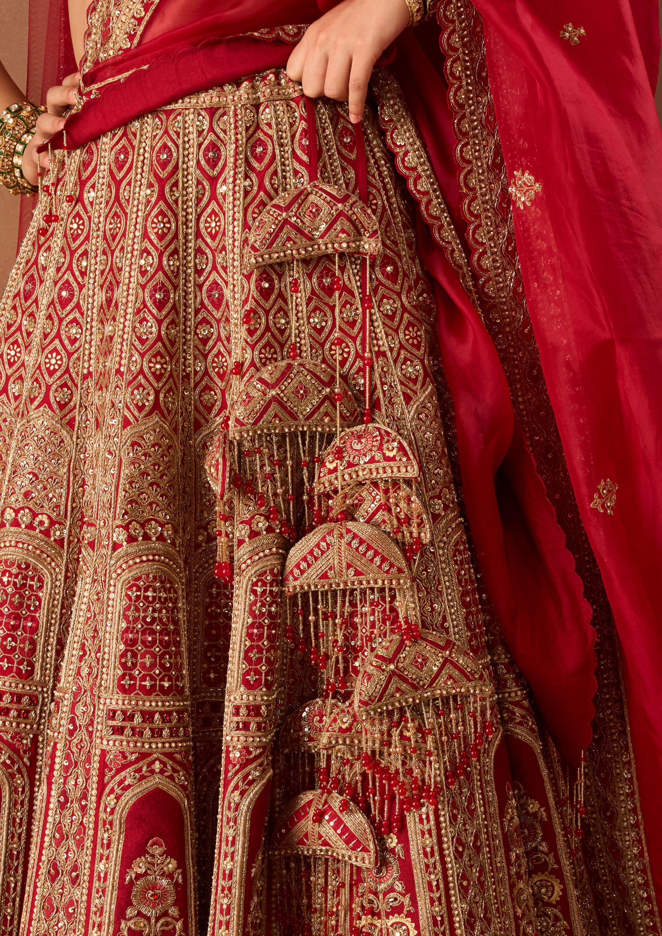 Twamev Women Red Art Silk Lehenga with Embroidery