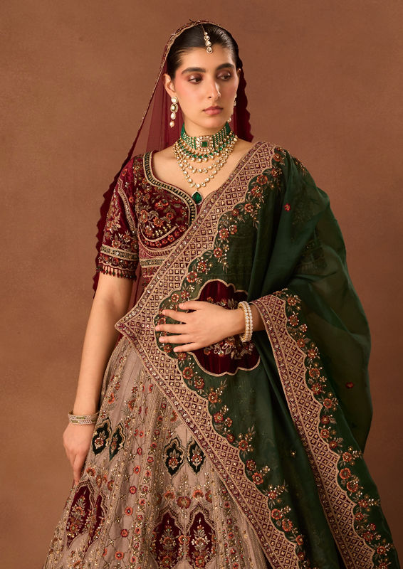 Twamev Women Grey Art Silk Lehenga with Embroidery