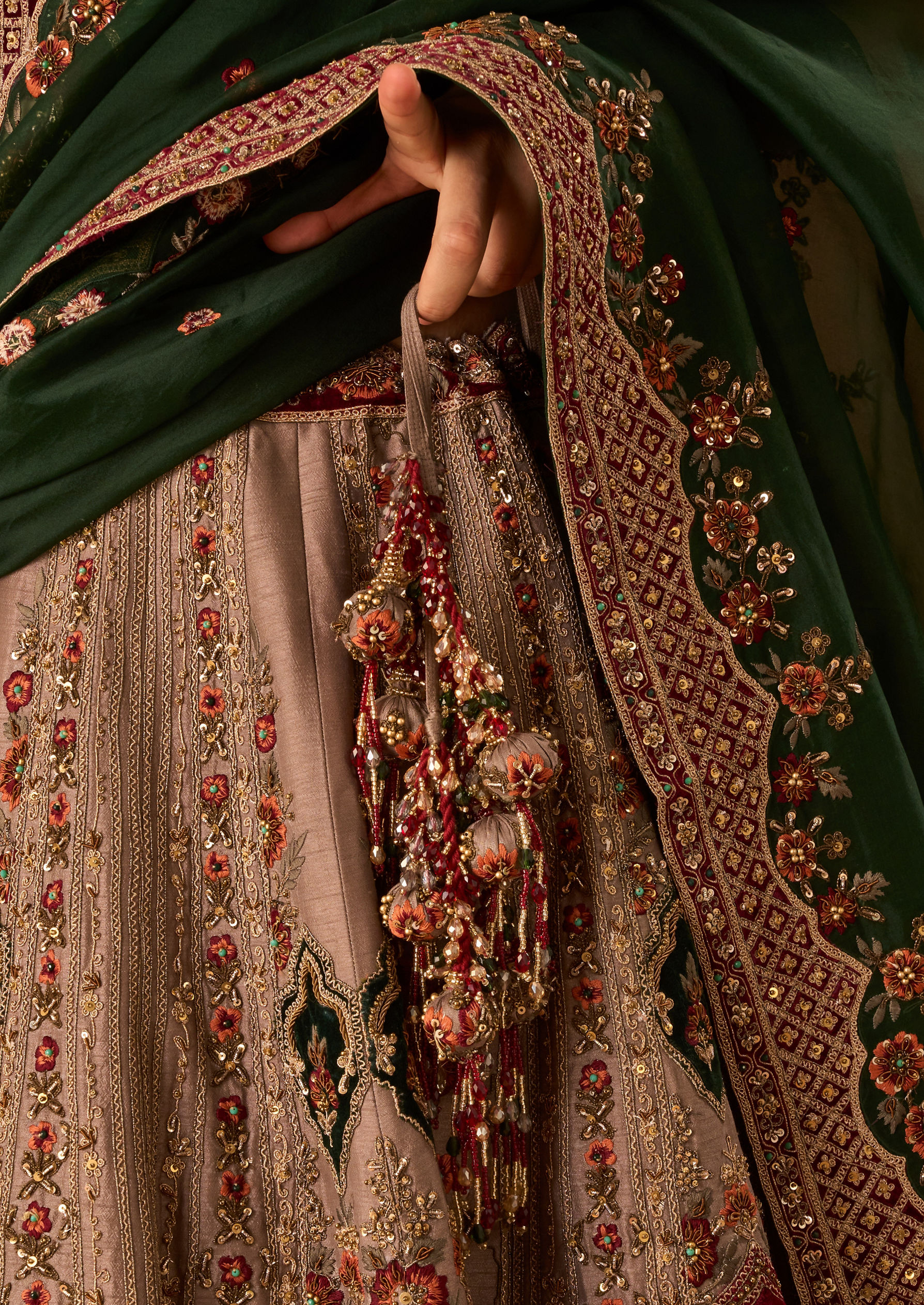 Twamev Women Grey Art Silk Lehenga with Embroidery