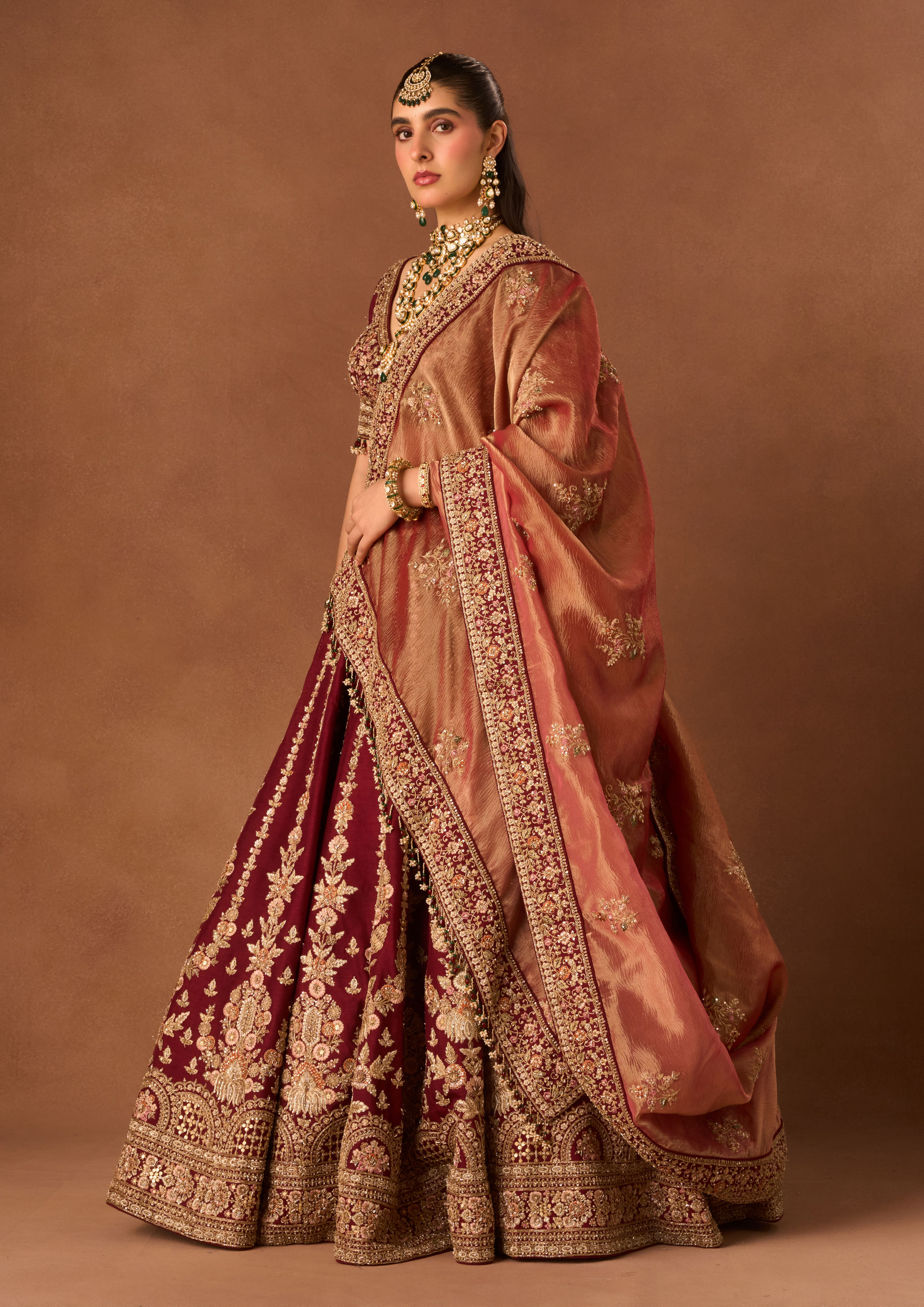 Twamev Women Maroon Art Silk Lehenga with Embroidery