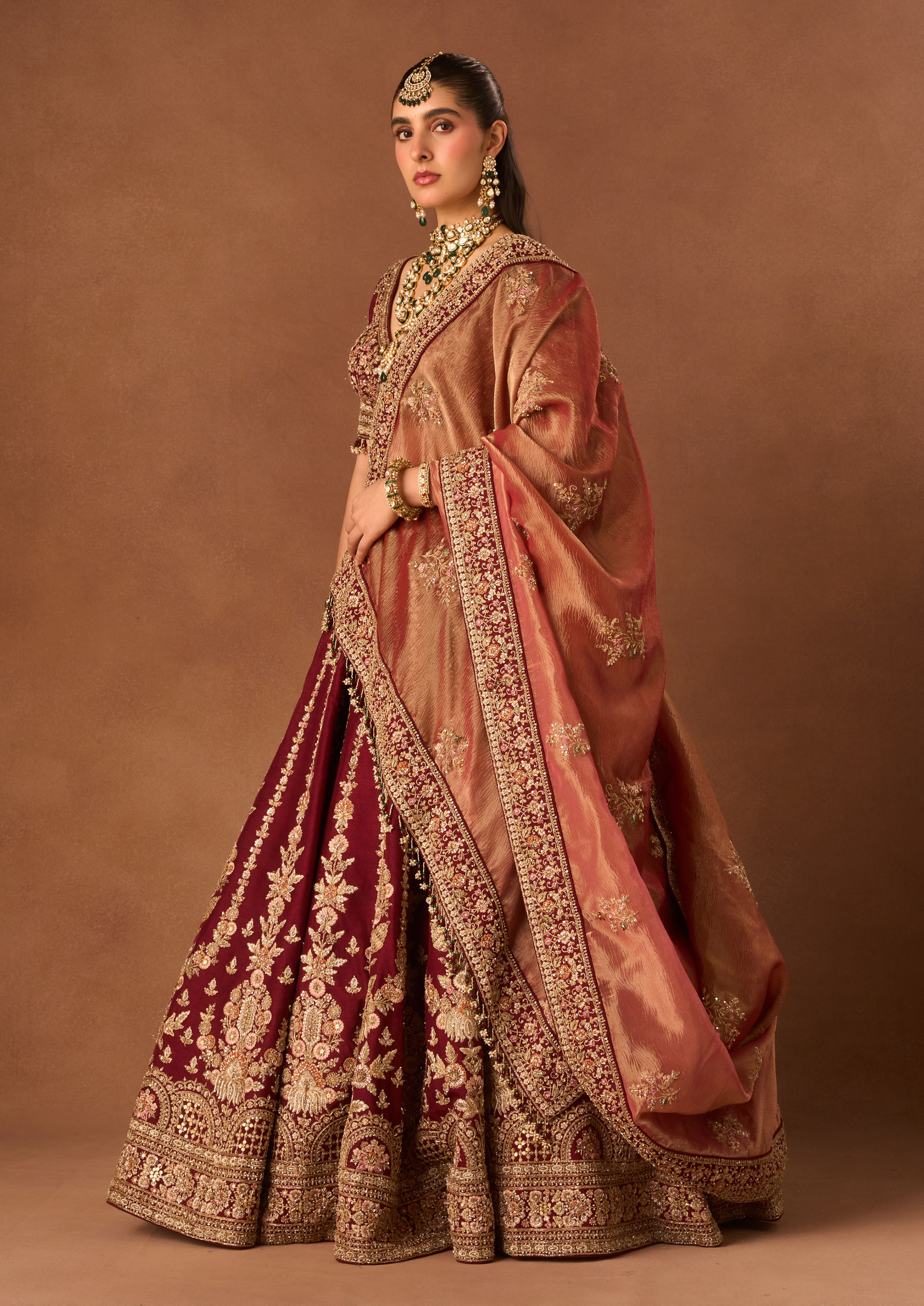Twamev Women Maroon Art Silk Lehenga with Embroidery