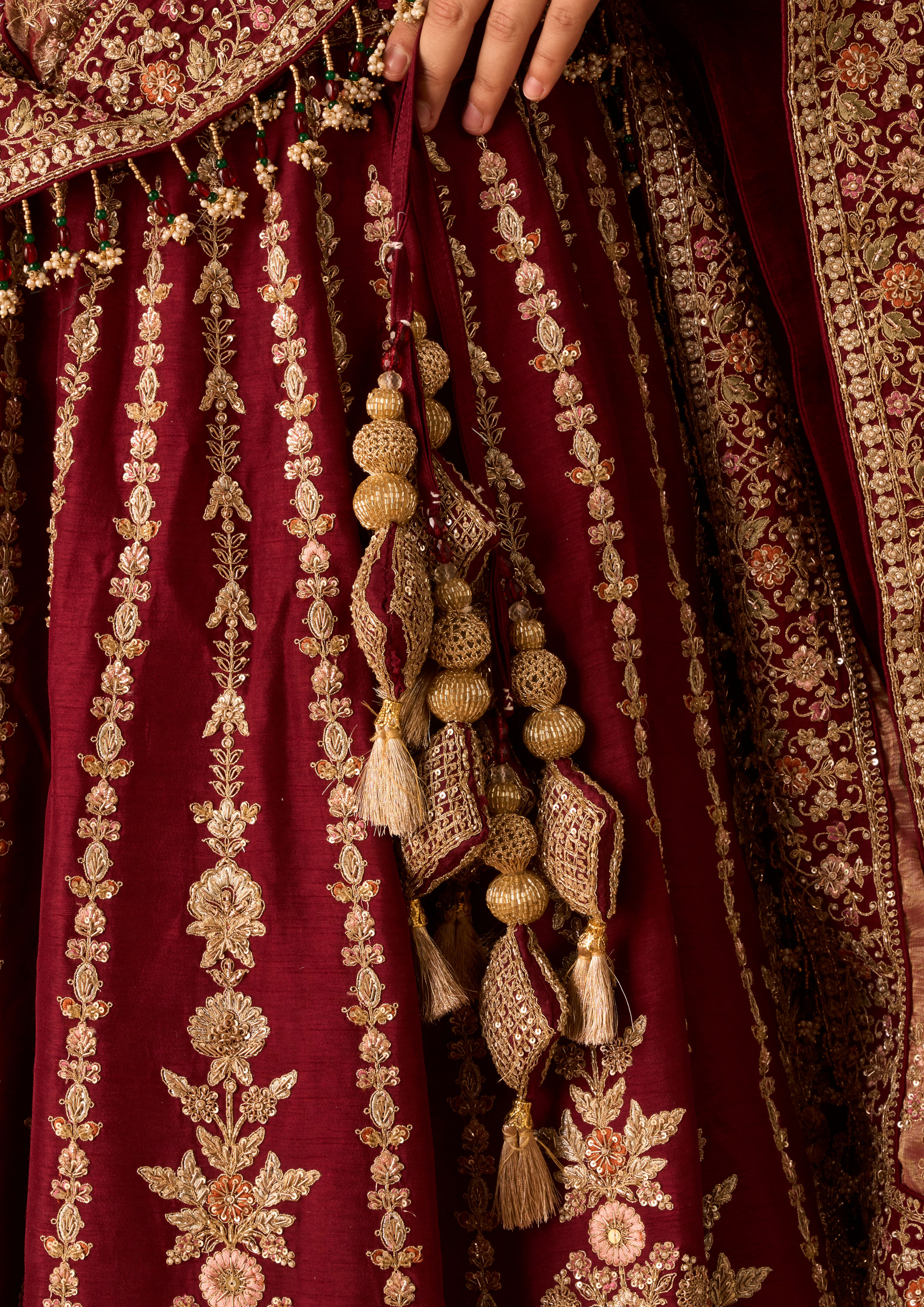 Twamev Women Maroon Art Silk Lehenga with Embroidery