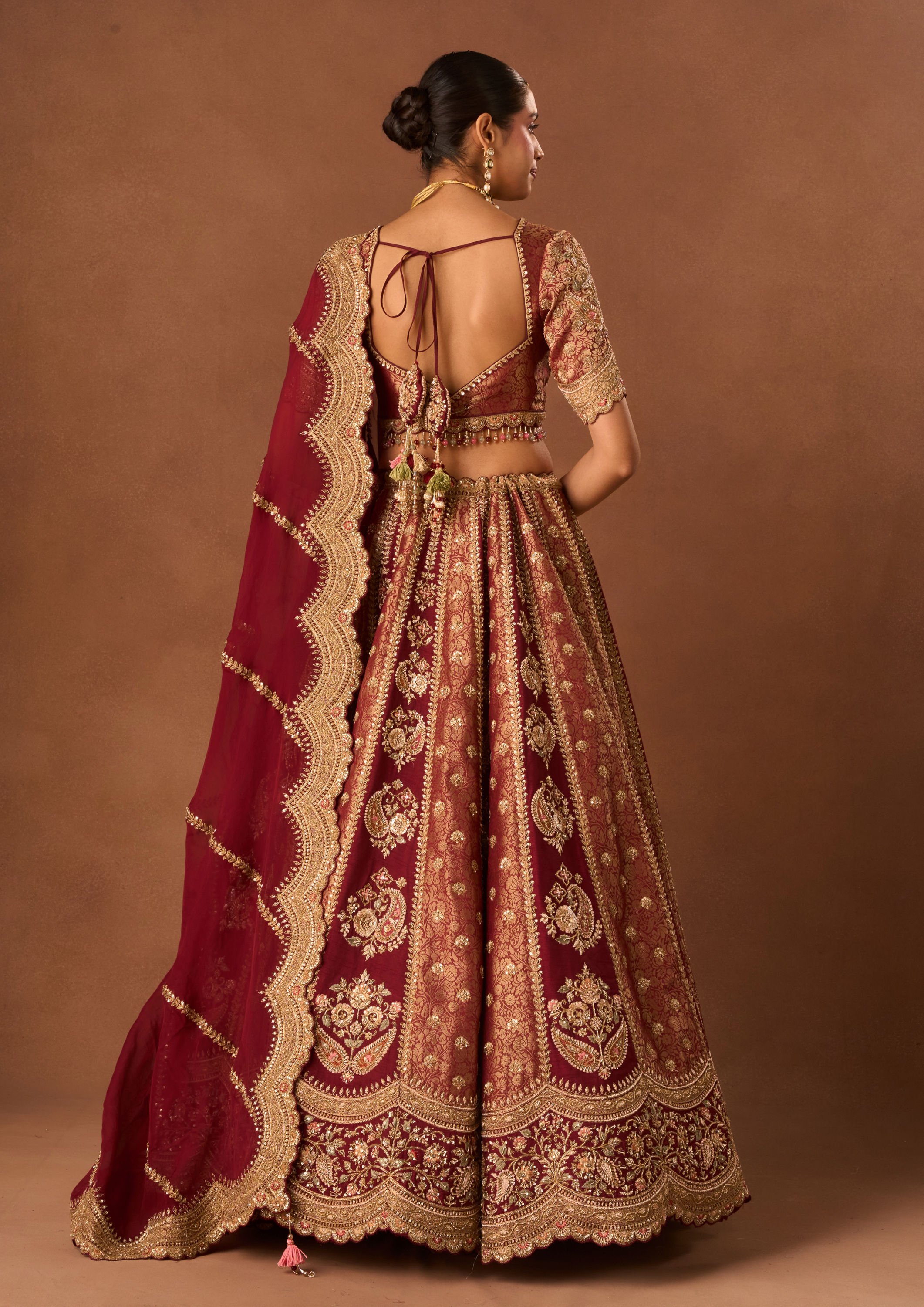 Twamev Women Maroon Art Silk Lehenga with Embroidery